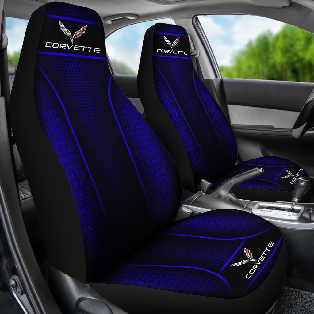 2 Front Corvette C7 Seat Covers Blue