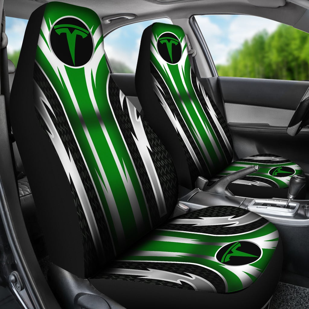 2 Front Tesla Seat Covers Green