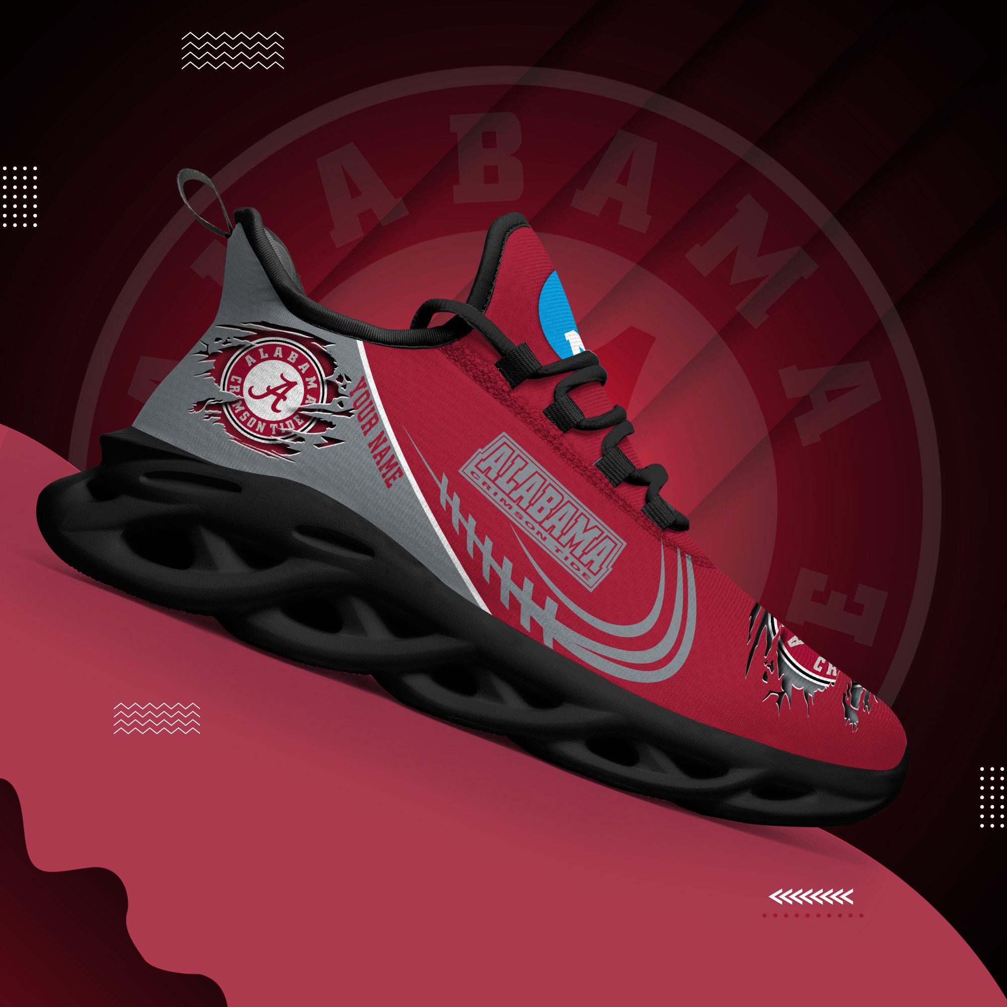 Alabama Crimson Tide Black Max Soul Shoes 2026 Versions Custom Name 016