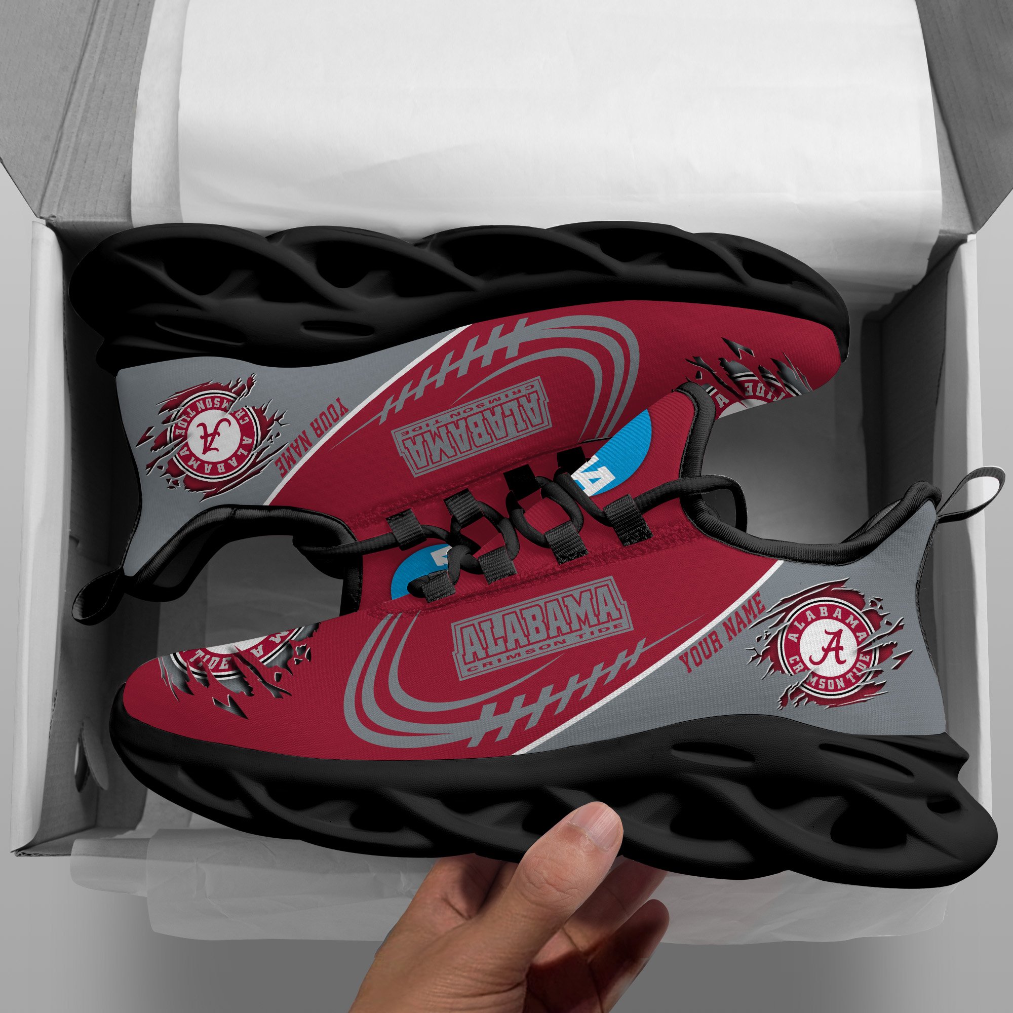 Alabama Crimson Tide Black Max Soul Shoes 2026 Versions Custom Name 016