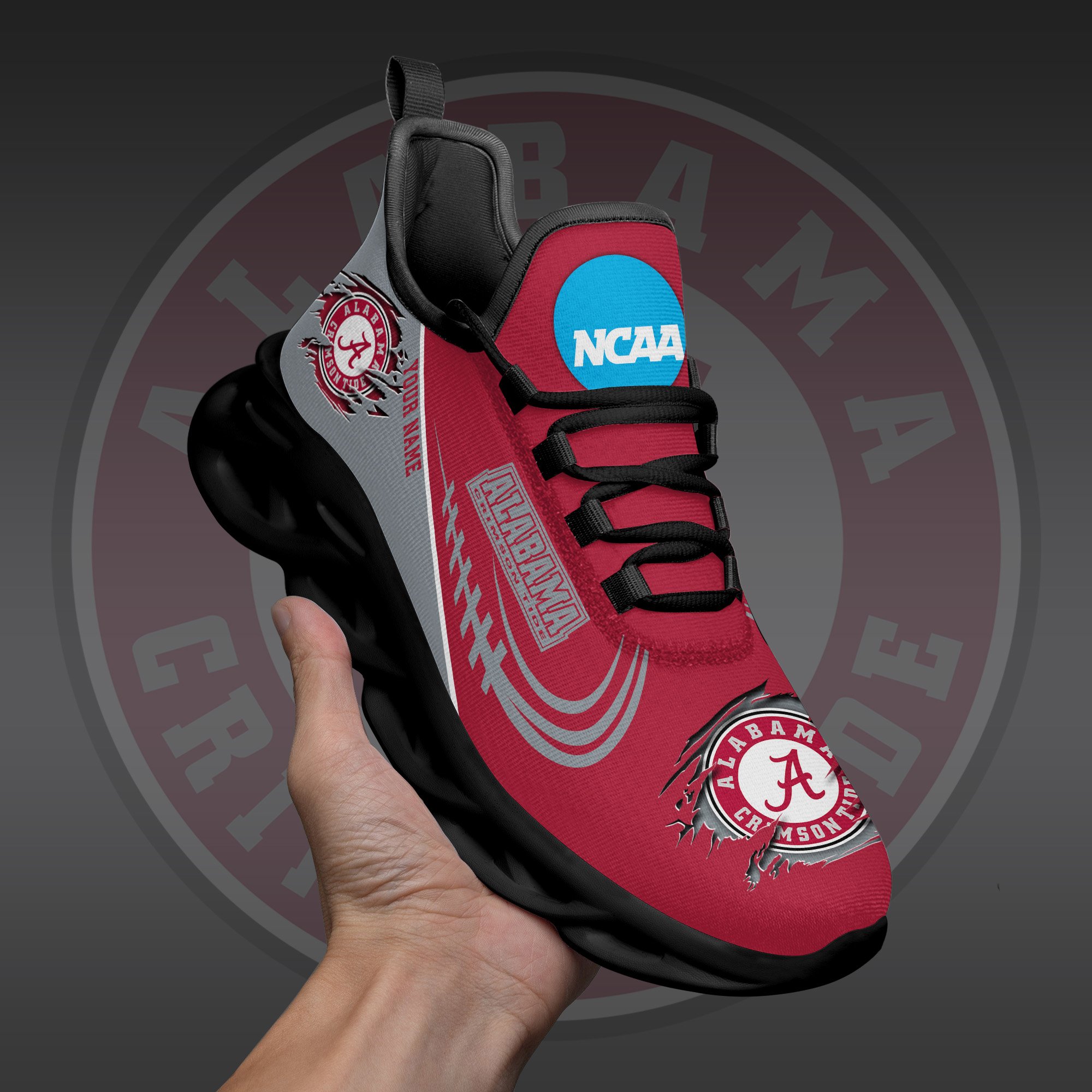 Alabama Crimson Tide Black Max Soul Shoes 2026 Versions Custom Name 016
