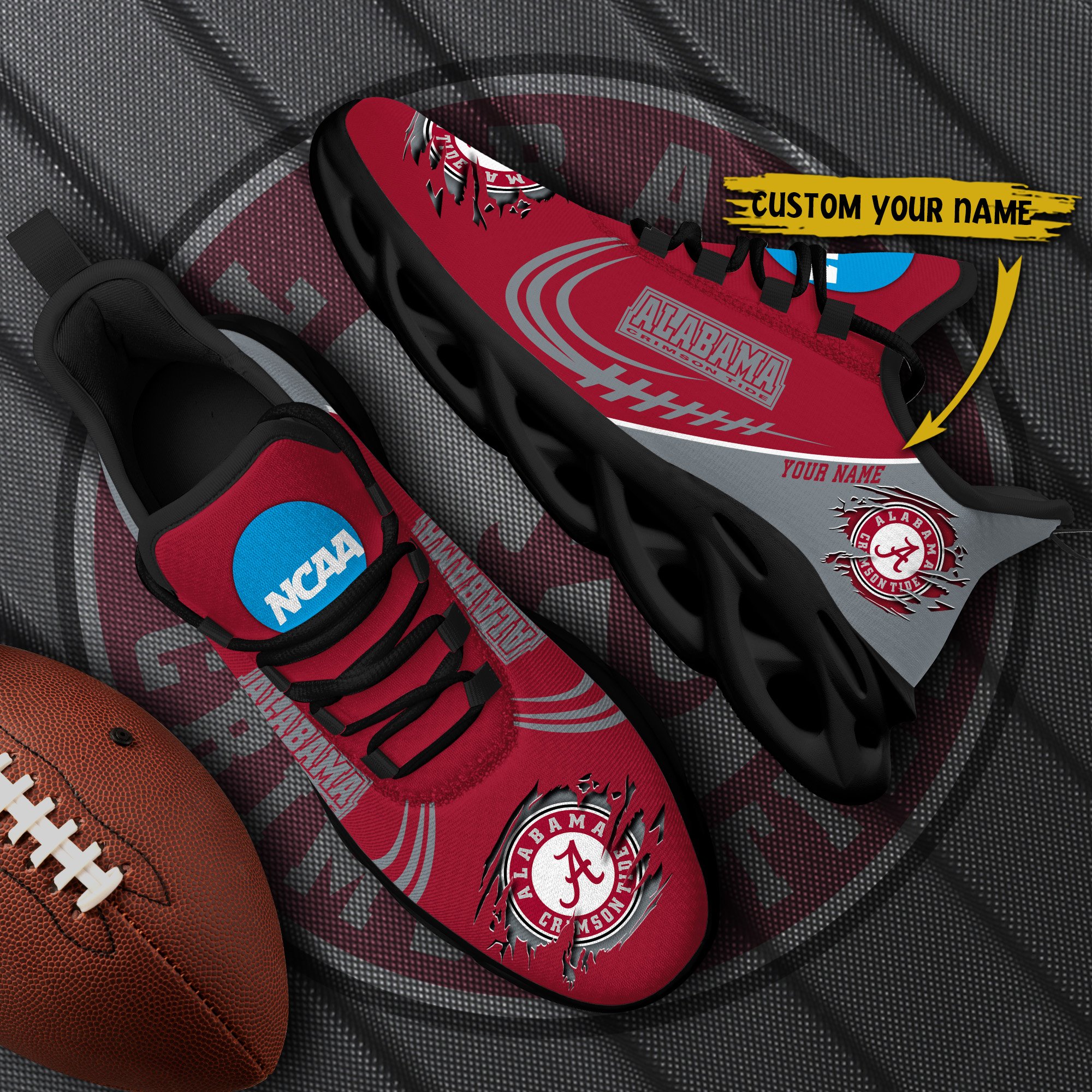 Alabama Crimson Tide Black Max Soul Shoes 2026 Versions Custom Name 016