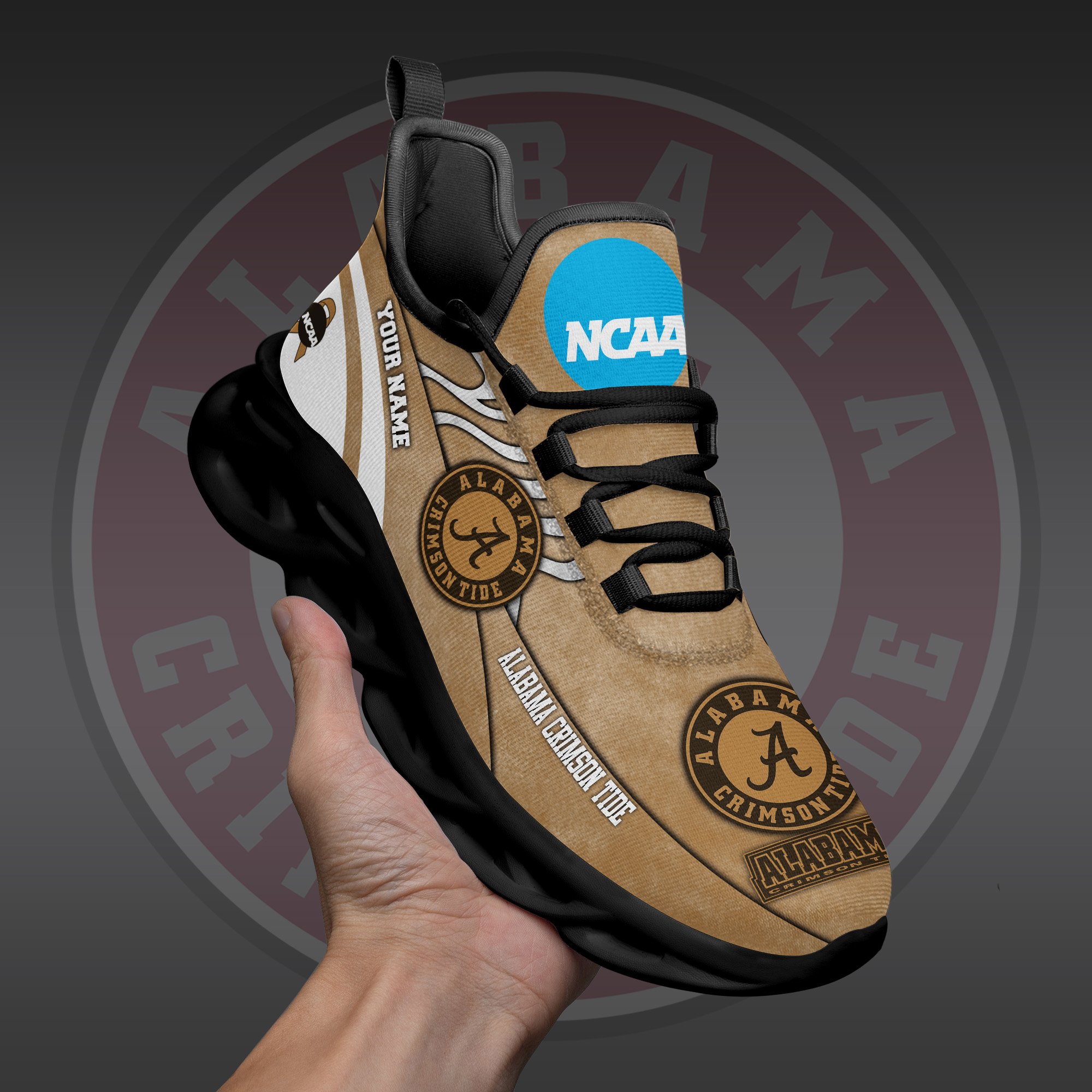 Alabama Crimson Tide Black Max Soul Shoes 2026 Versions Custom Your Name And Number 312