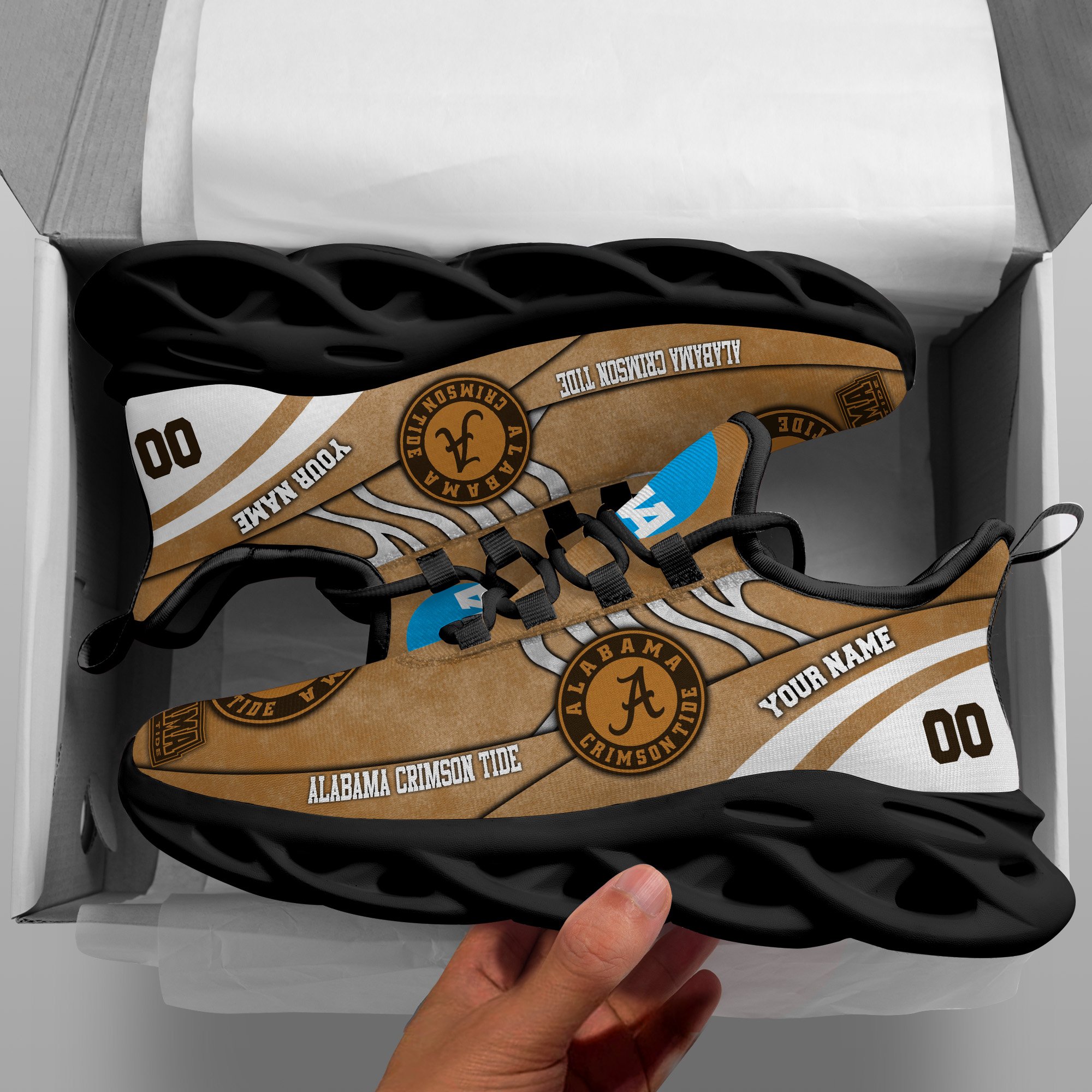 Alabama Crimson Tide Black Max Soul Shoes 2026 Versions Custom Your Name And Number 312