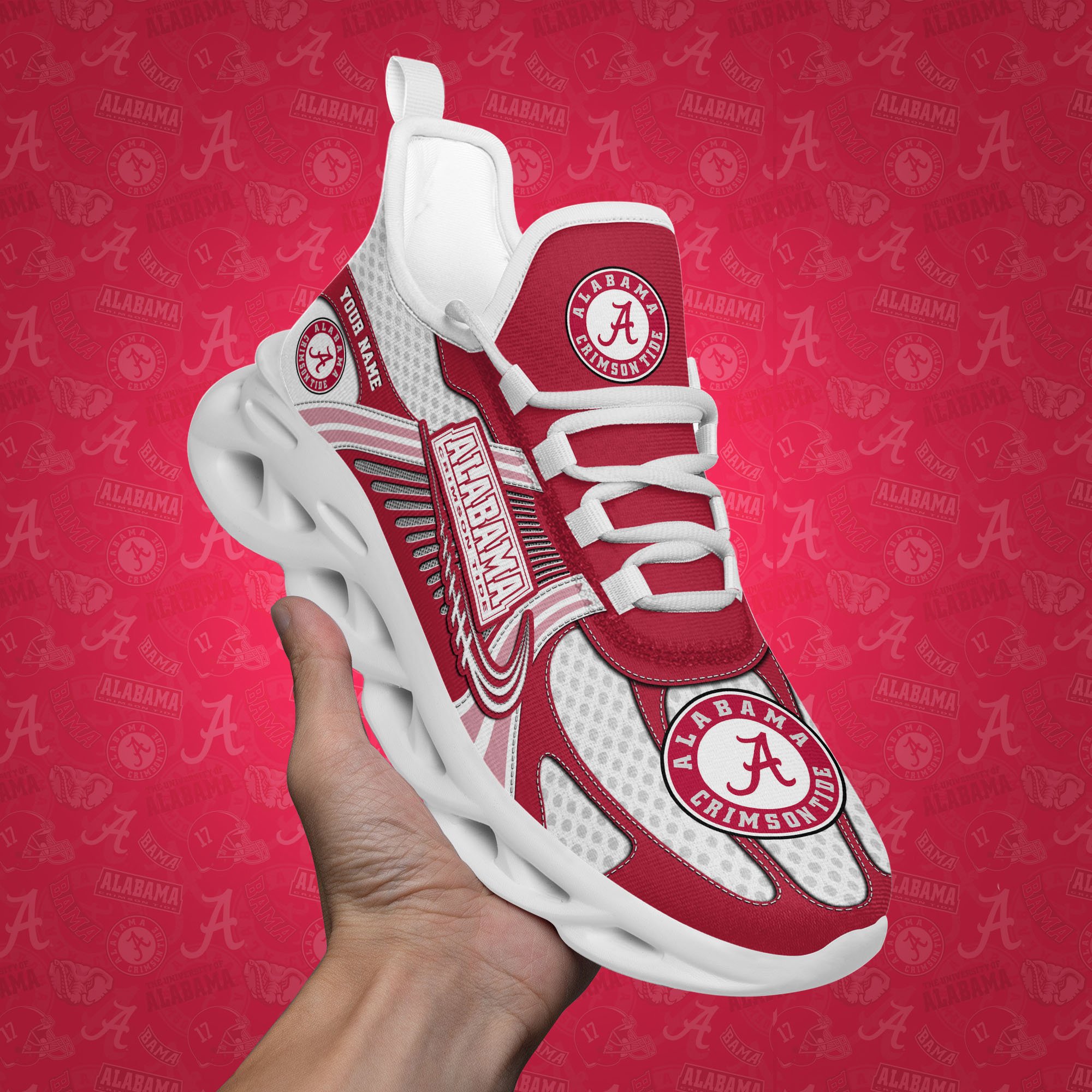 Alabama Crimson Tide Clunky Sneakers Custom Your Name, Sport Sneakers, Sport Gifts For Fan, Gifts For Him