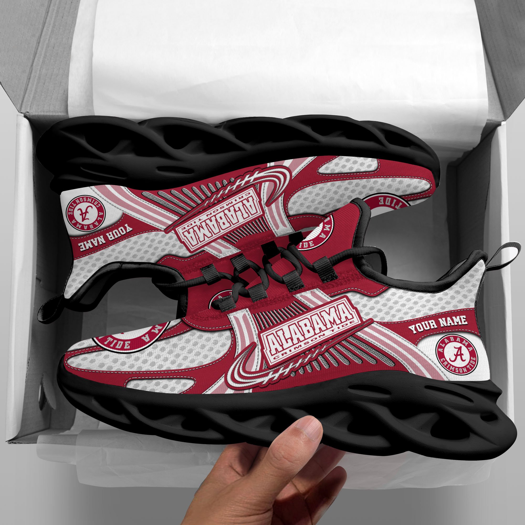 Alabama Crimson Tide Clunky Sneakers Custom Your Name, Sport Sneakers, Sport Gifts For Fan, Gifts For Him