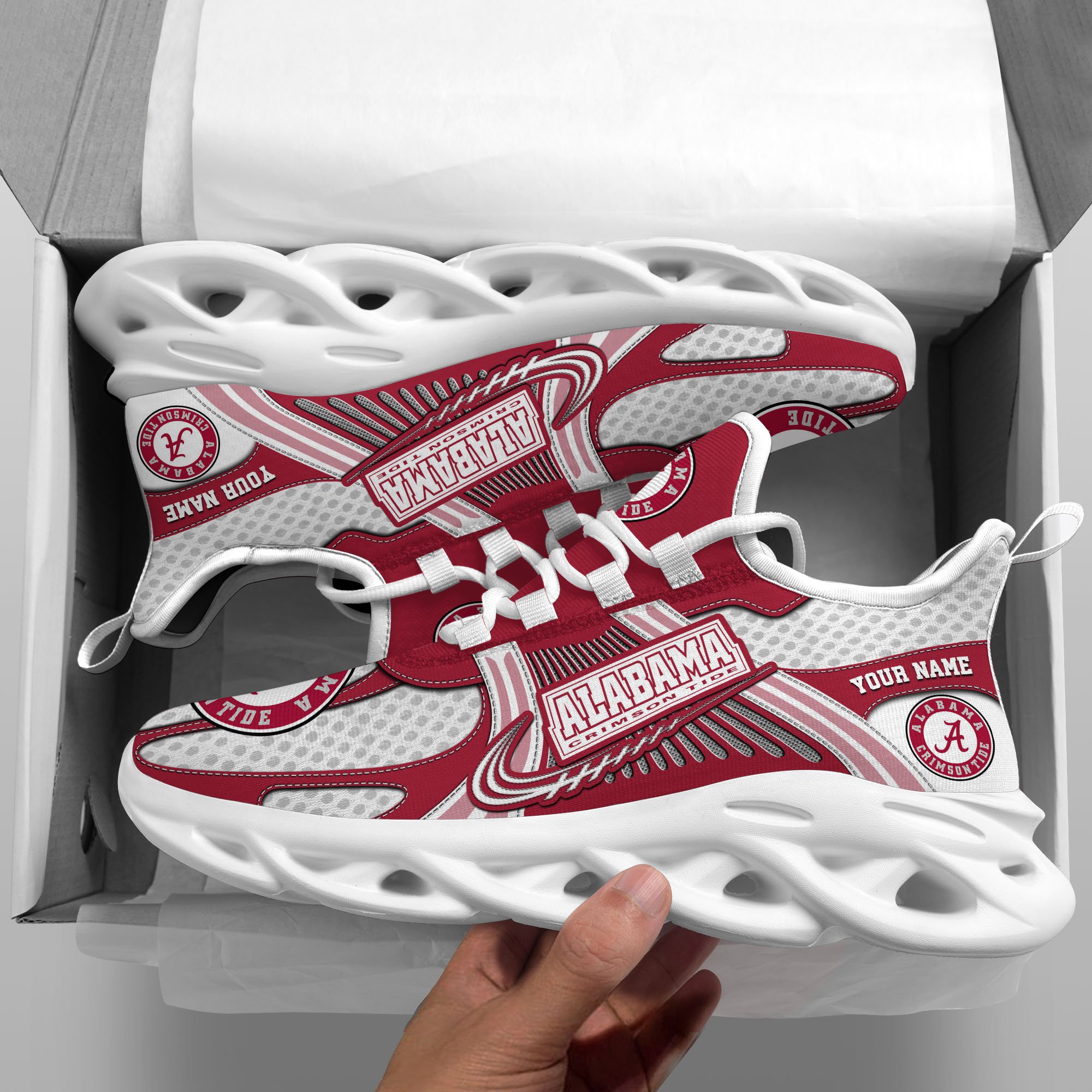 Alabama Crimson Tide Clunky Sneakers Custom Your Name, Sport Sneakers, Sport Gifts For Fan, Gifts For Him