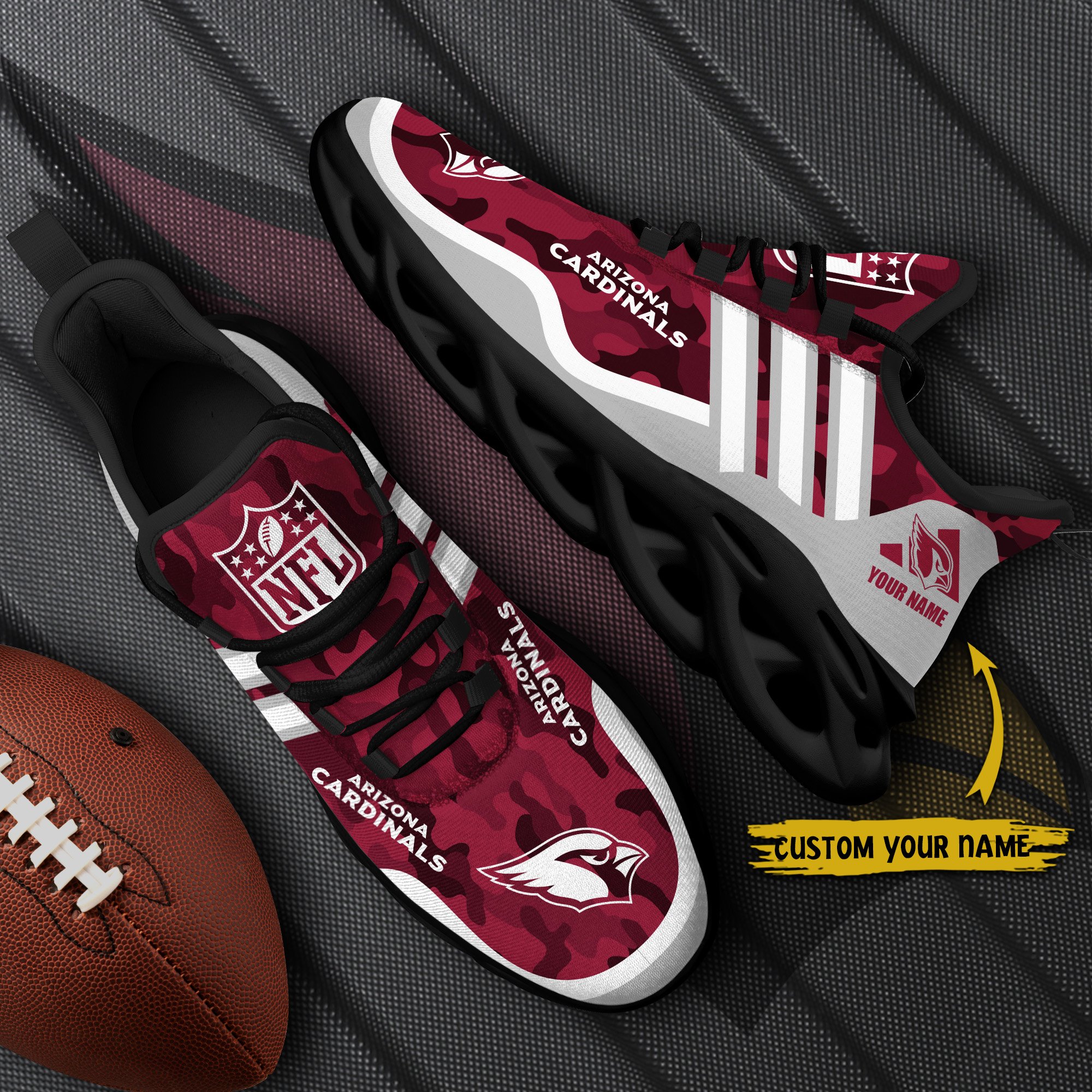 Arizona Cardinals Black Max Soul Shoes 2026 Versions Custom Name 430