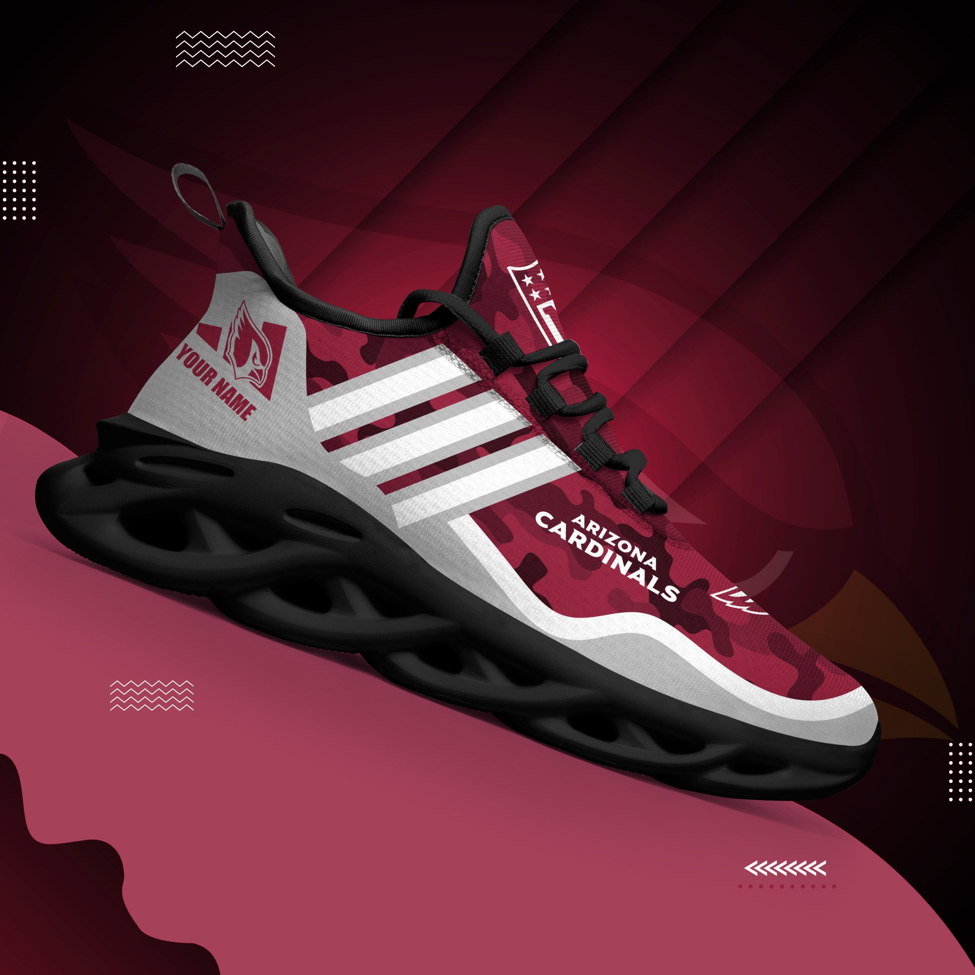 Arizona Cardinals Black Max Soul Shoes 2026 Versions Custom Name 430