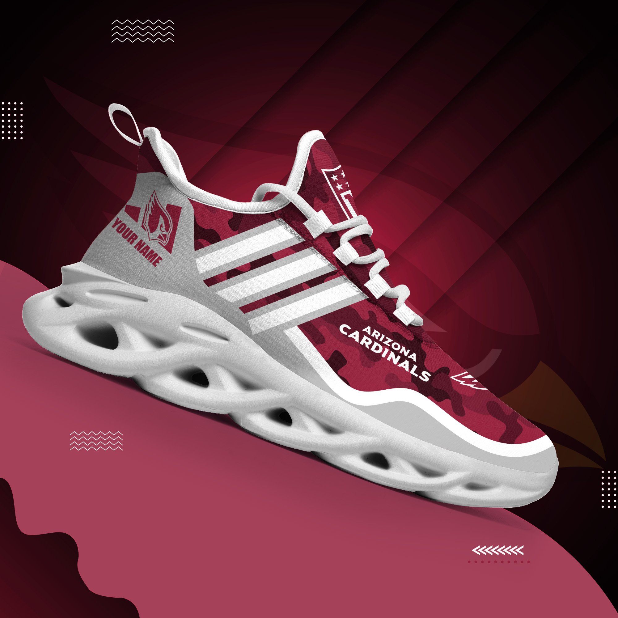 Arizona Cardinals Black Max Soul Shoes 2026 Versions Custom Name 430