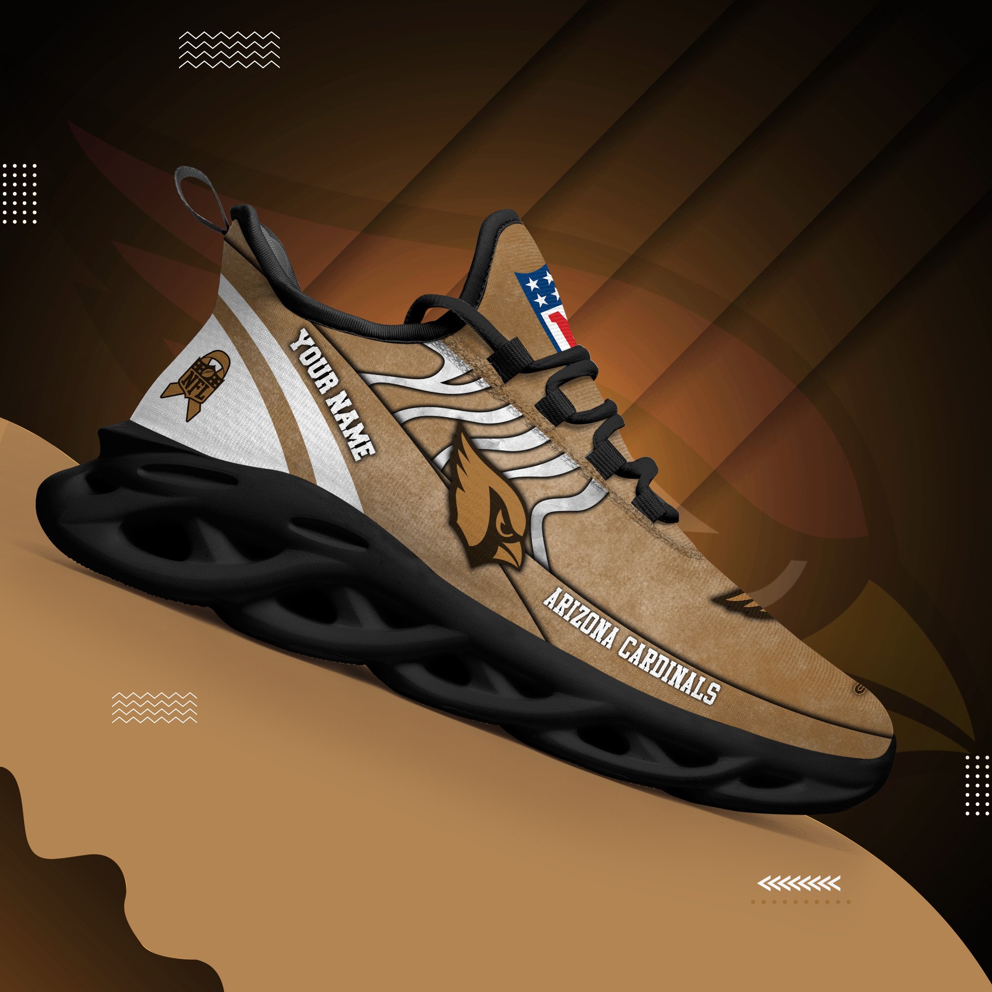 Arizona Cardinals Black Max Soul Shoes 2026 Versions Custom Your Name And Number 264