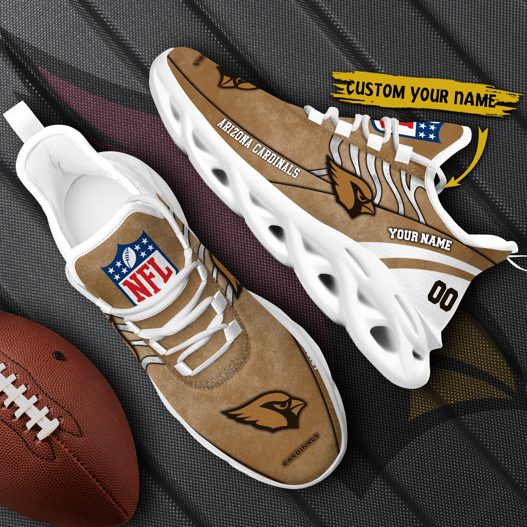 Arizona Cardinals Black Max Soul Shoes 2026 Versions Custom Your Name And Number 264