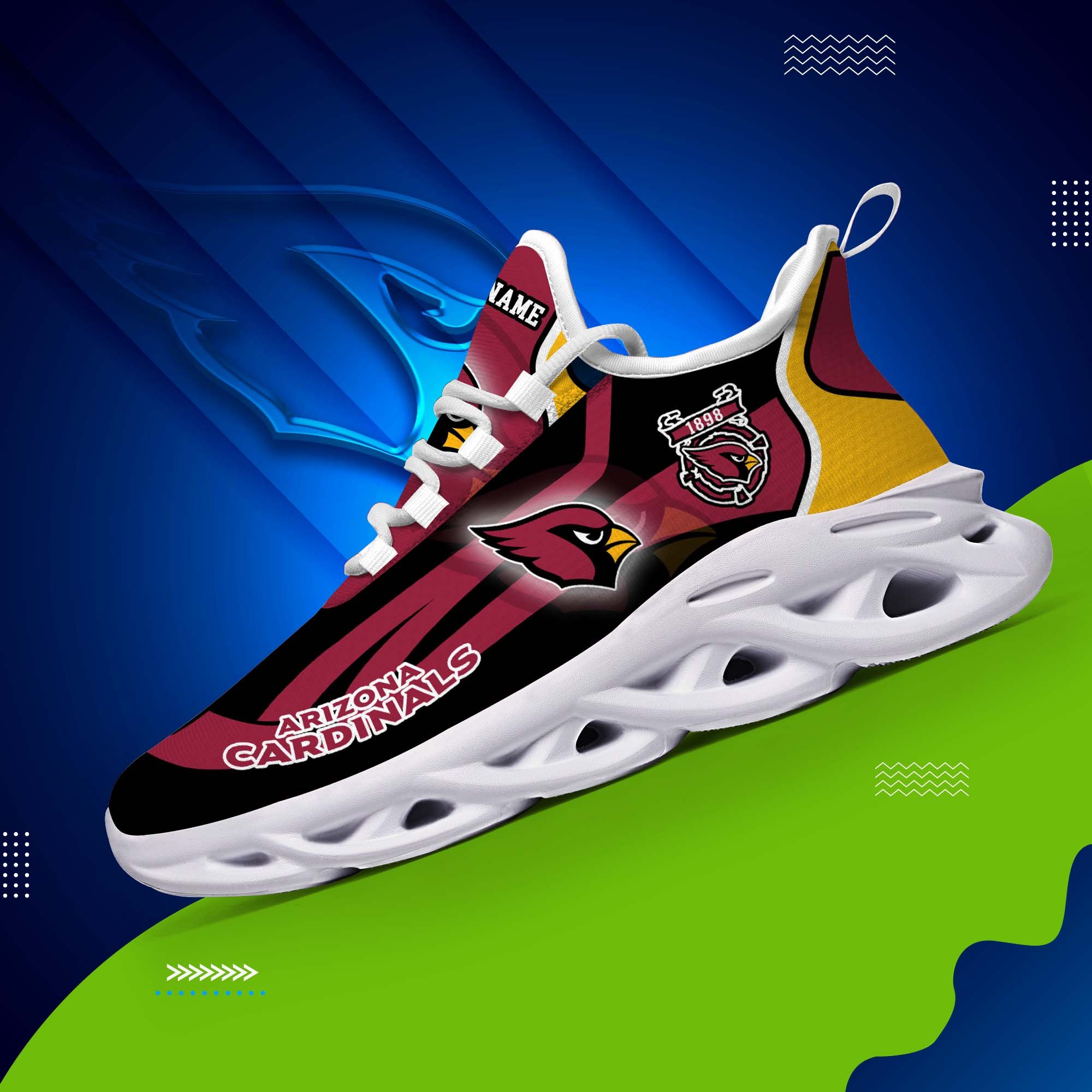 Arizona Cardinals White C Sneakers 2026 Version Personalized Your Name 090