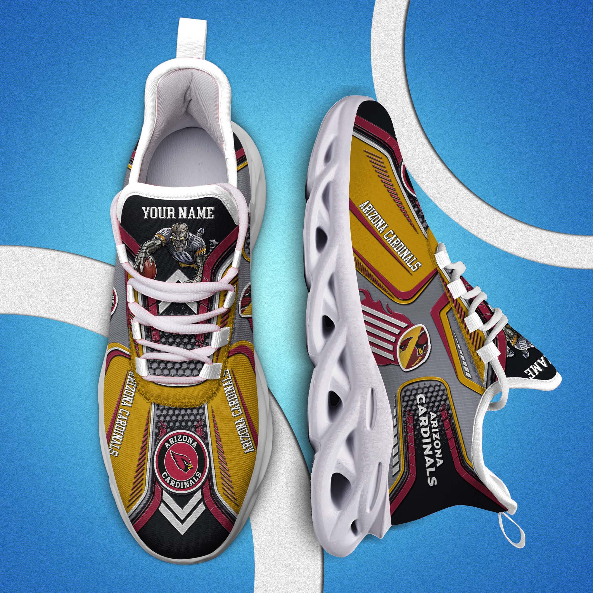 Arizona Cardinals White C Sneakers 2026 Version Personalized Your Name, Sport Sneakers , Sport Gifts PH605