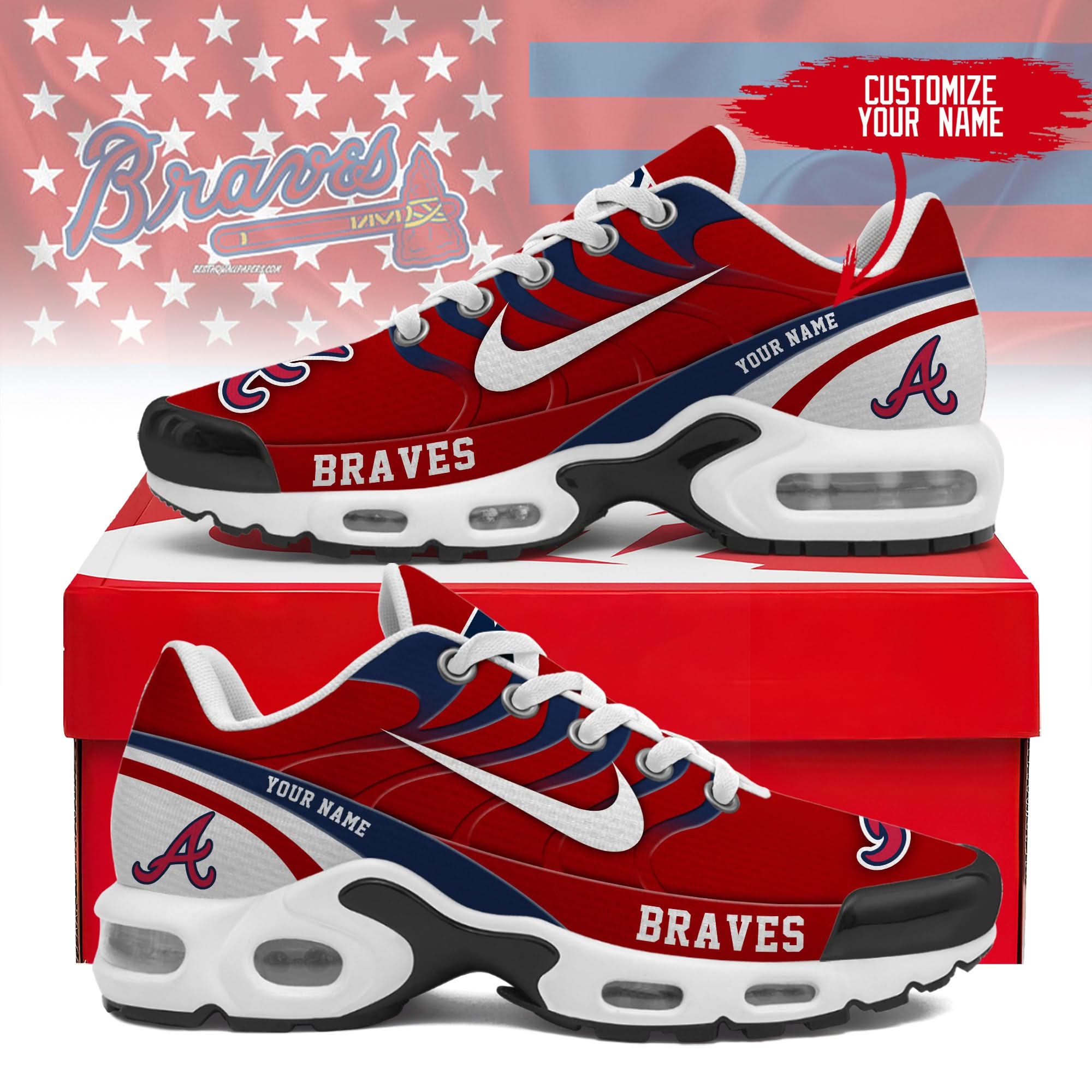 Atlanta Braves Personalized Air Max Shoes TD 300525