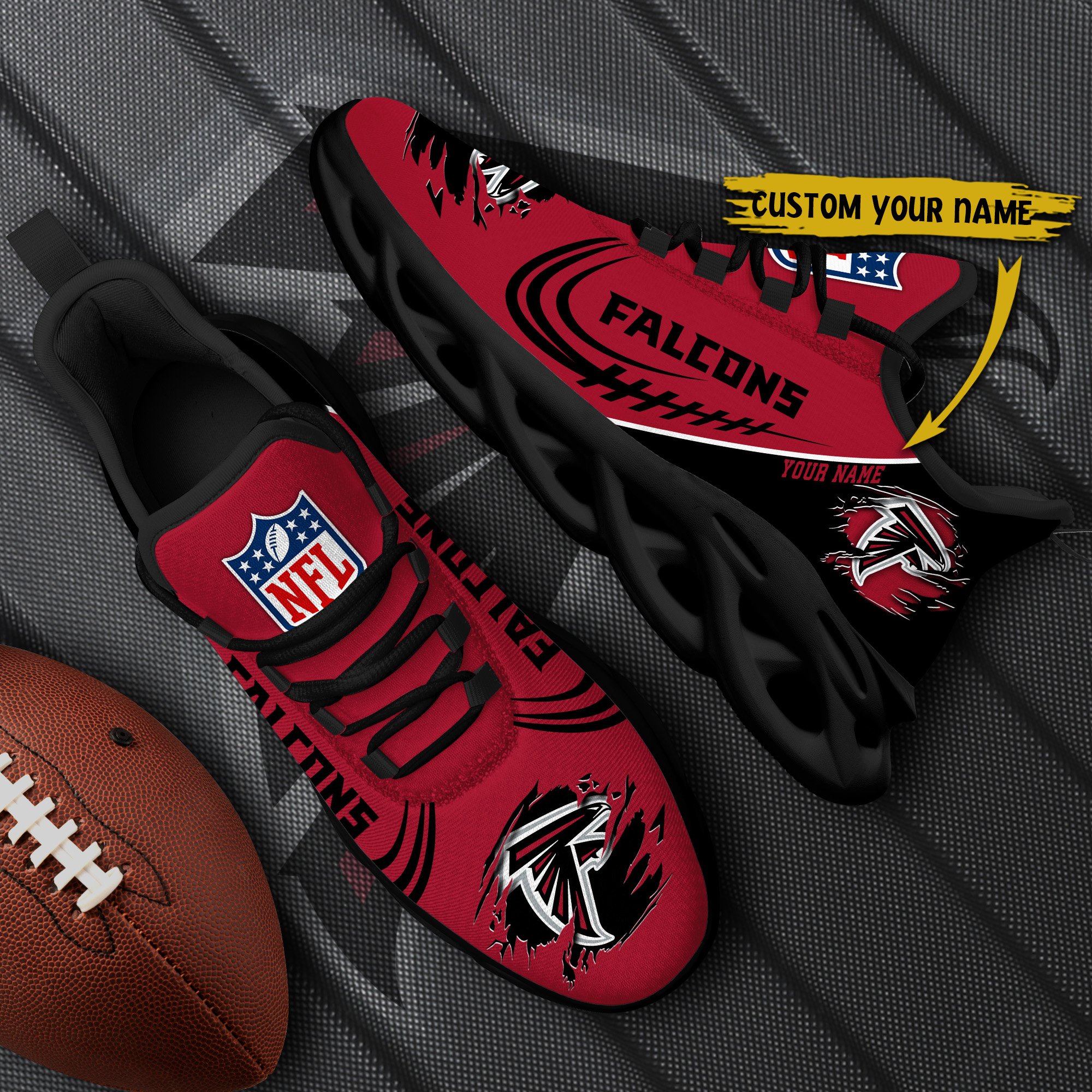 Atlanta Falcons Black Max Soul Shoes 2026 Versions Custom Name 003