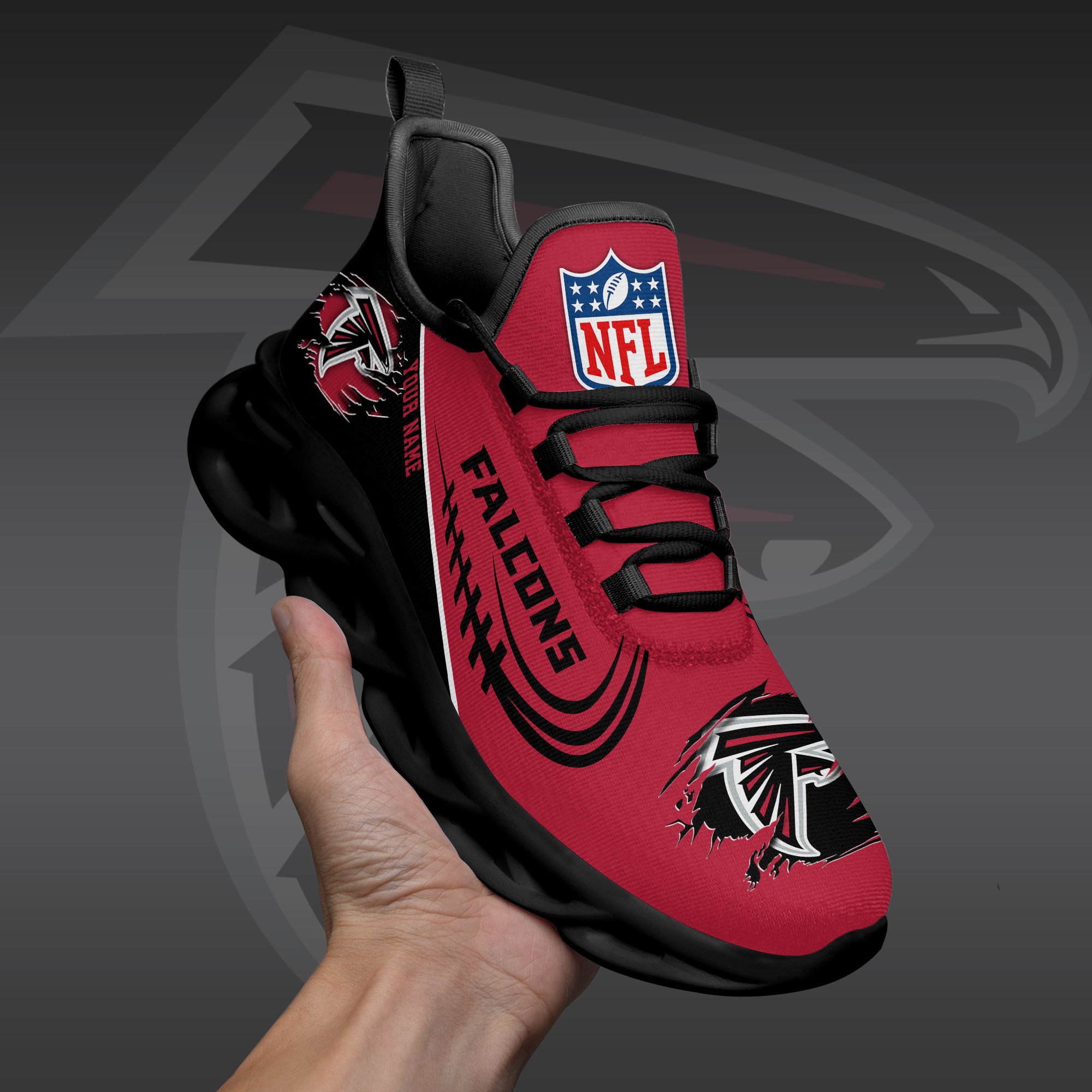Atlanta Falcons Black Max Soul Shoes 2026 Versions Custom Name 003