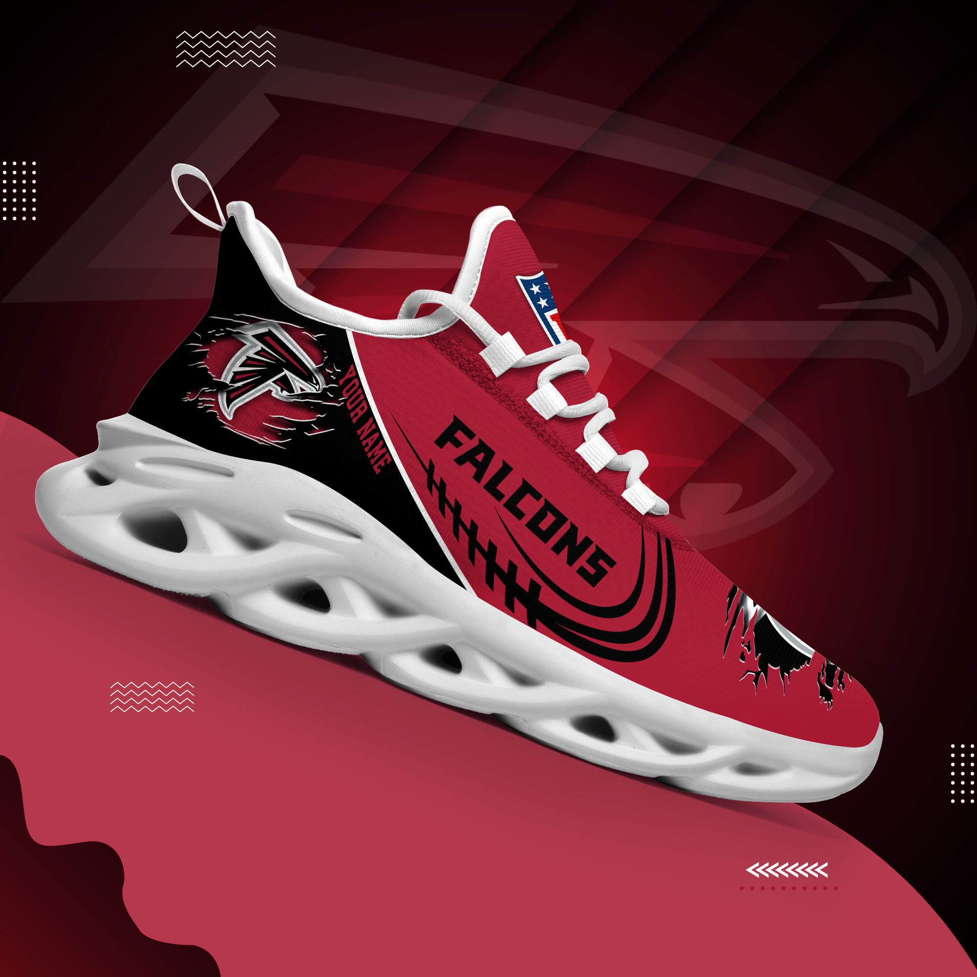 Atlanta Falcons Black Max Soul Shoes 2026 Versions Custom Name 003