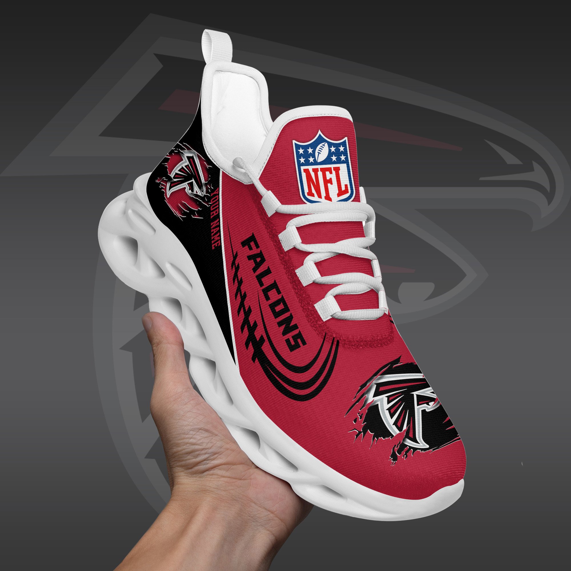 Atlanta Falcons Black Max Soul Shoes 2026 Versions Custom Name 003