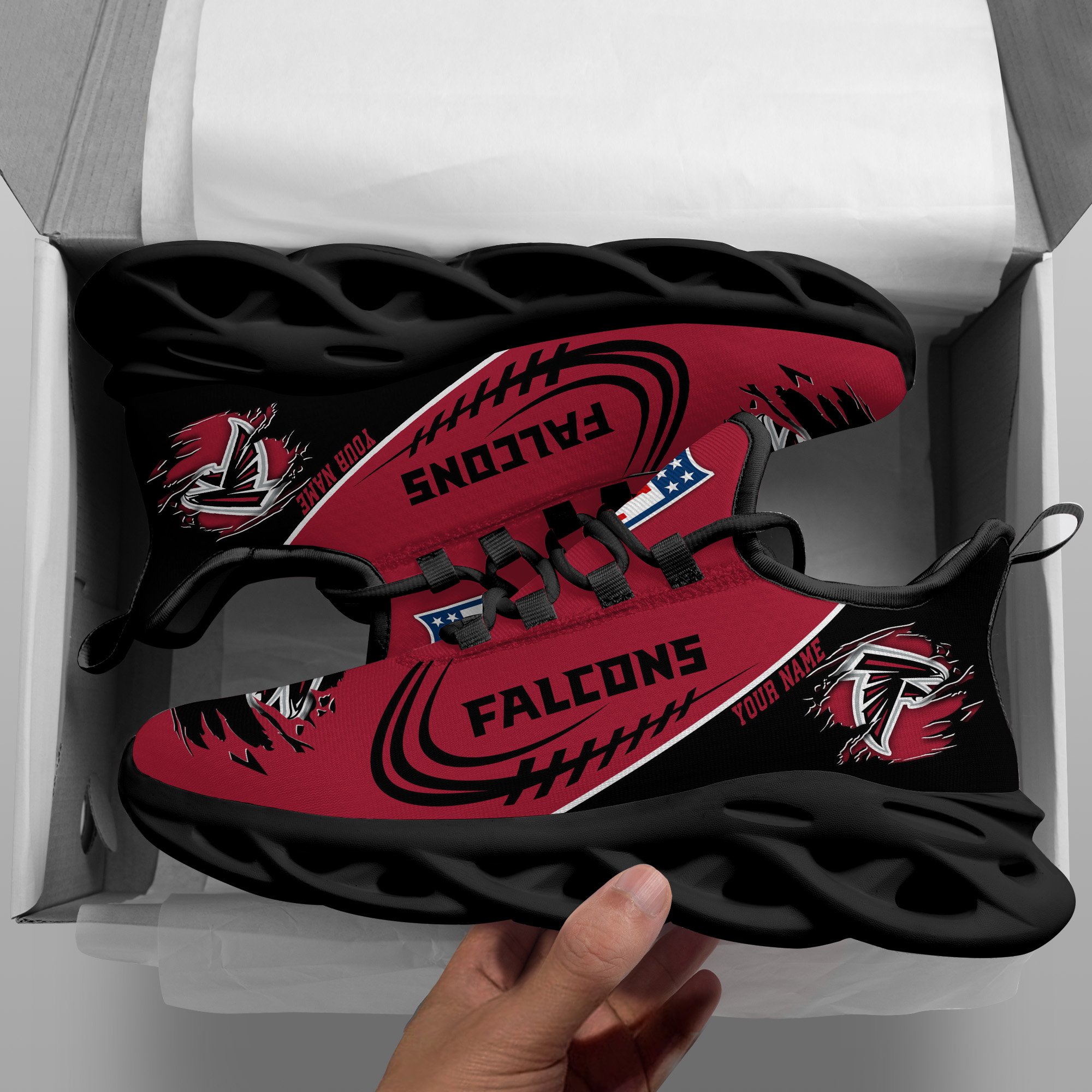 Atlanta Falcons Black Max Soul Shoes 2026 Versions Custom Name 003