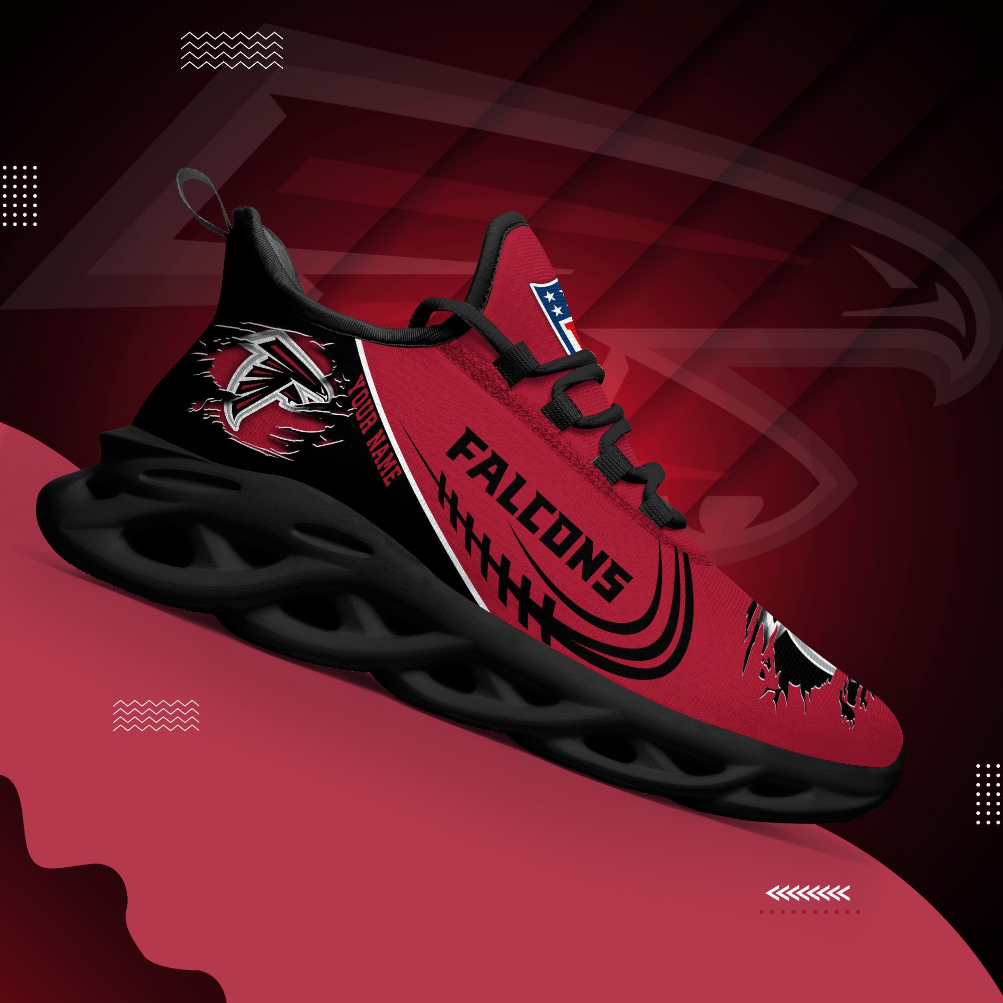 Atlanta Falcons Black Max Soul Shoes 2026 Versions Custom Name 003