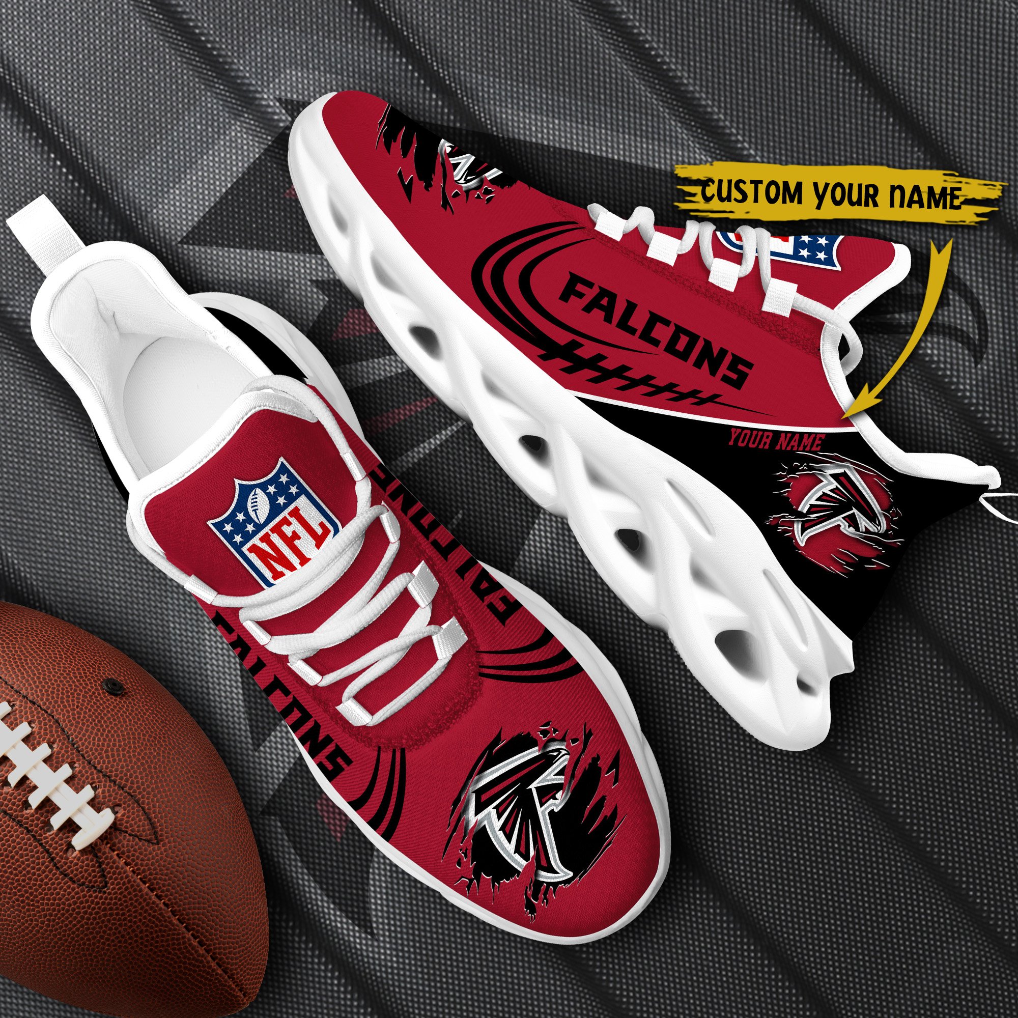 Atlanta Falcons Black Max Soul Shoes 2026 Versions Custom Name 003