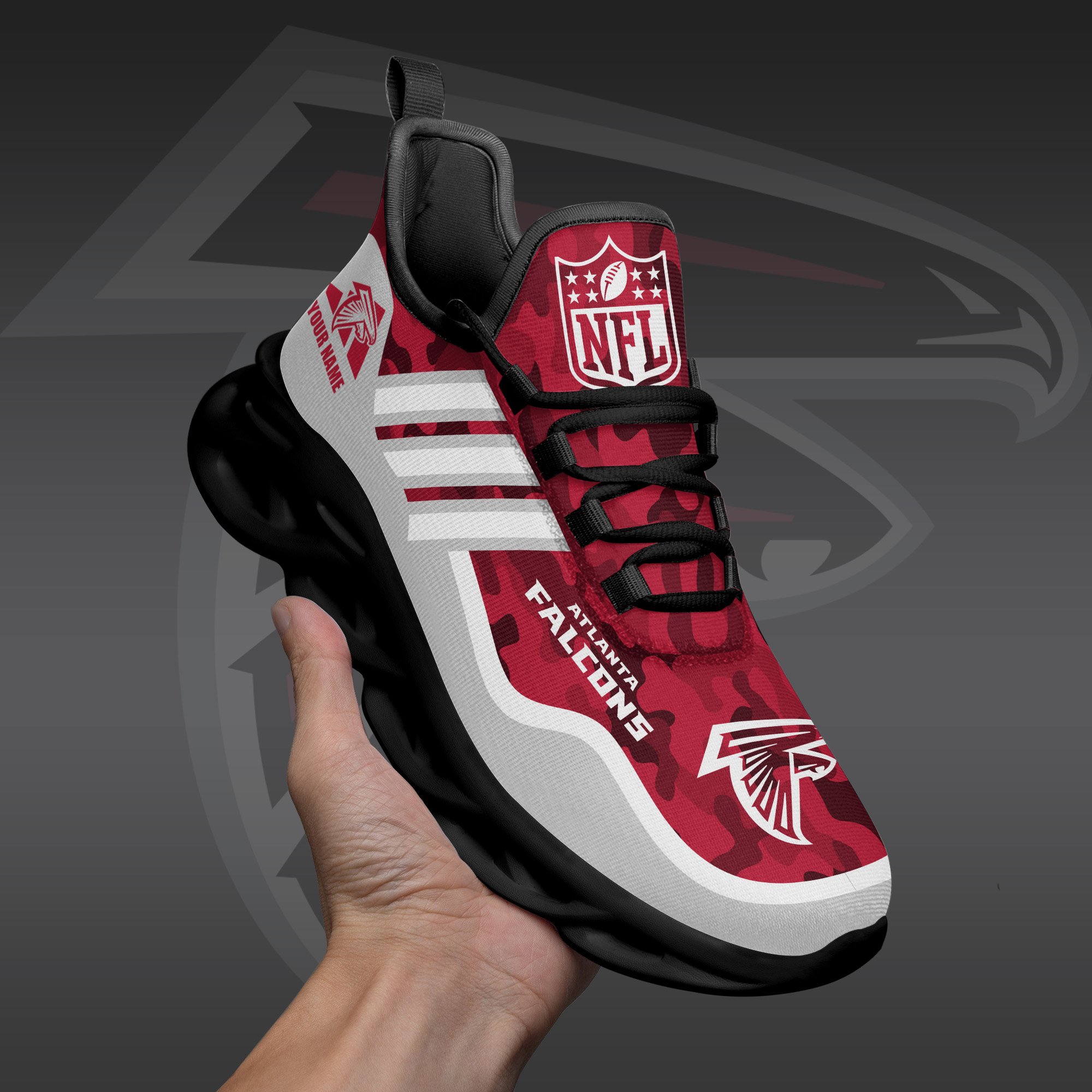 Atlanta Falcons Black Max Soul Shoes 2026 Versions Custom Name 430
