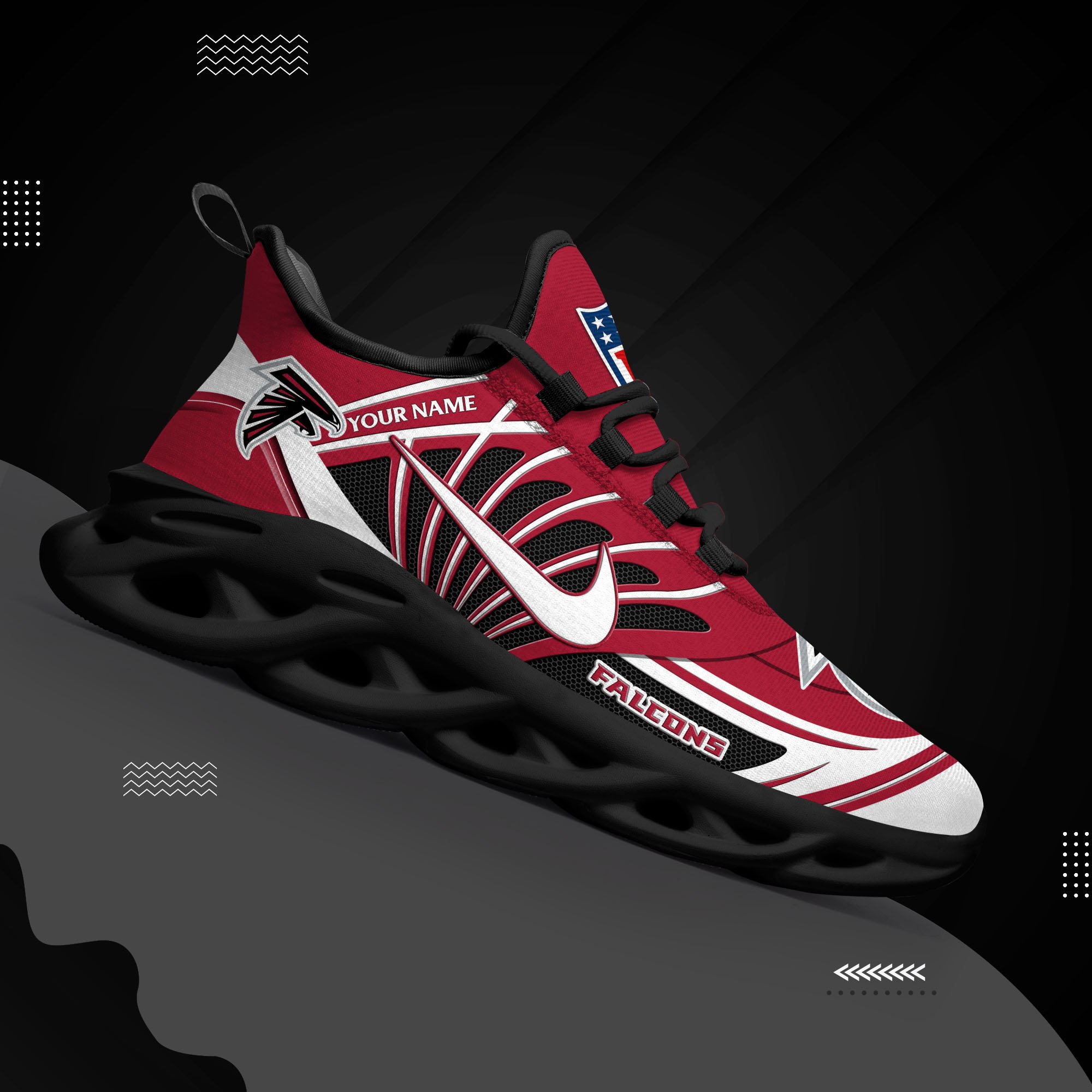 Atlanta Falcons Black Max Soul Shoes 2026 Versions Custom Name 898