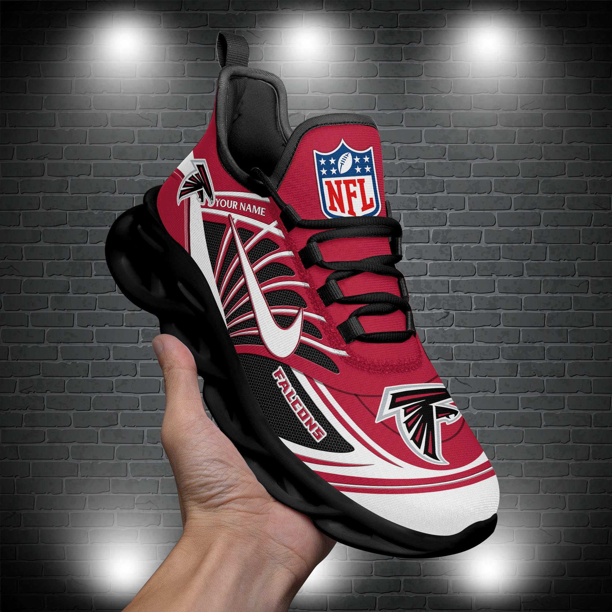 Atlanta Falcons Black Max Soul Shoes 2026 Versions Custom Name 898