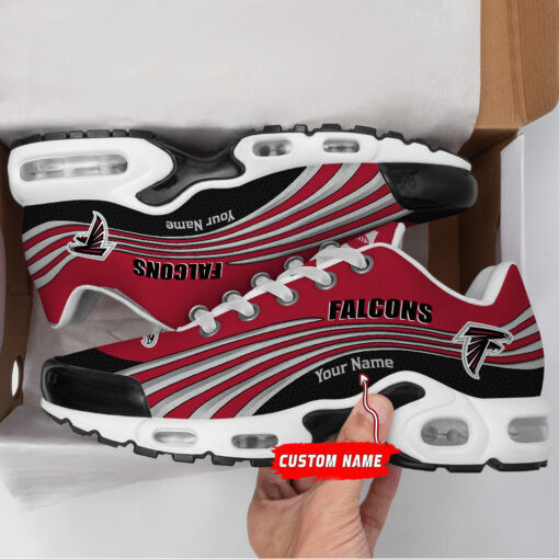 Atlanta Falcons Personalized Name Team Colors Wave Lines TN Shoes Air Cushion Sneakers