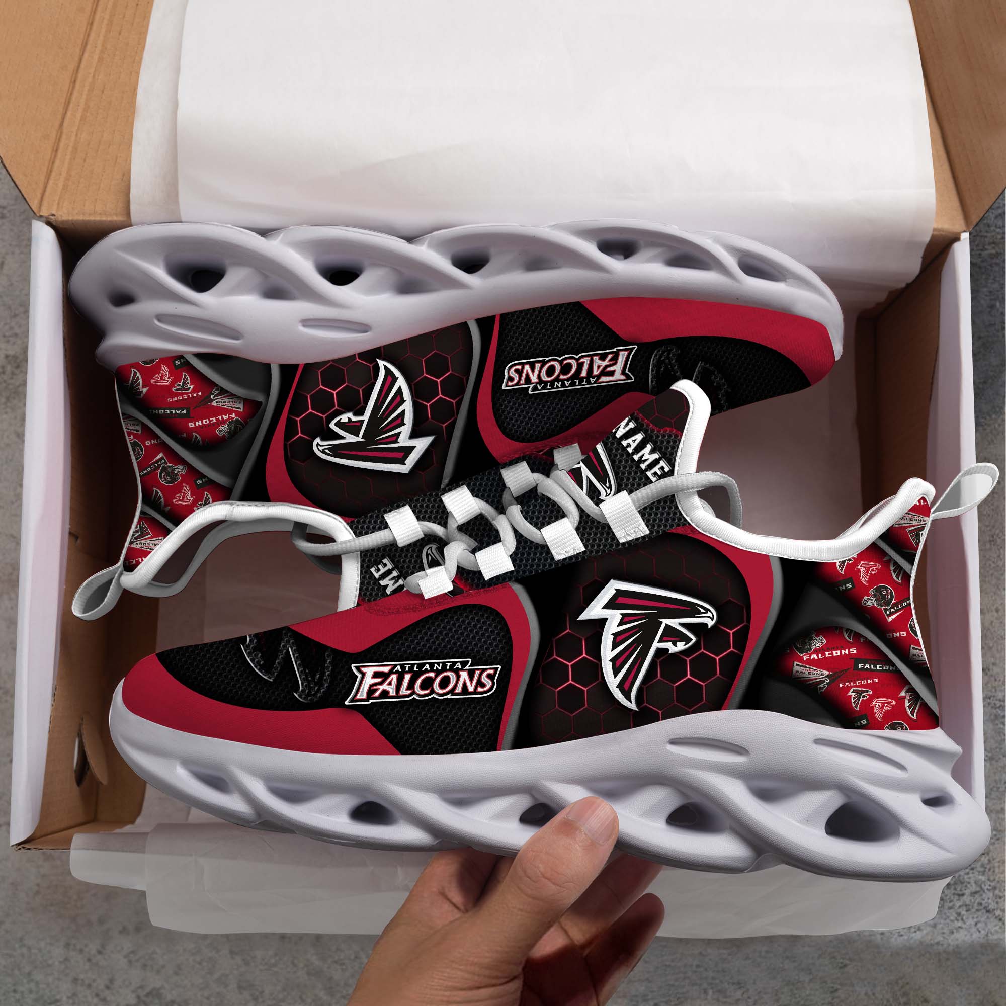 Atlanta Falcons White C Sneakers 2026 Version Personalized Your Name 432