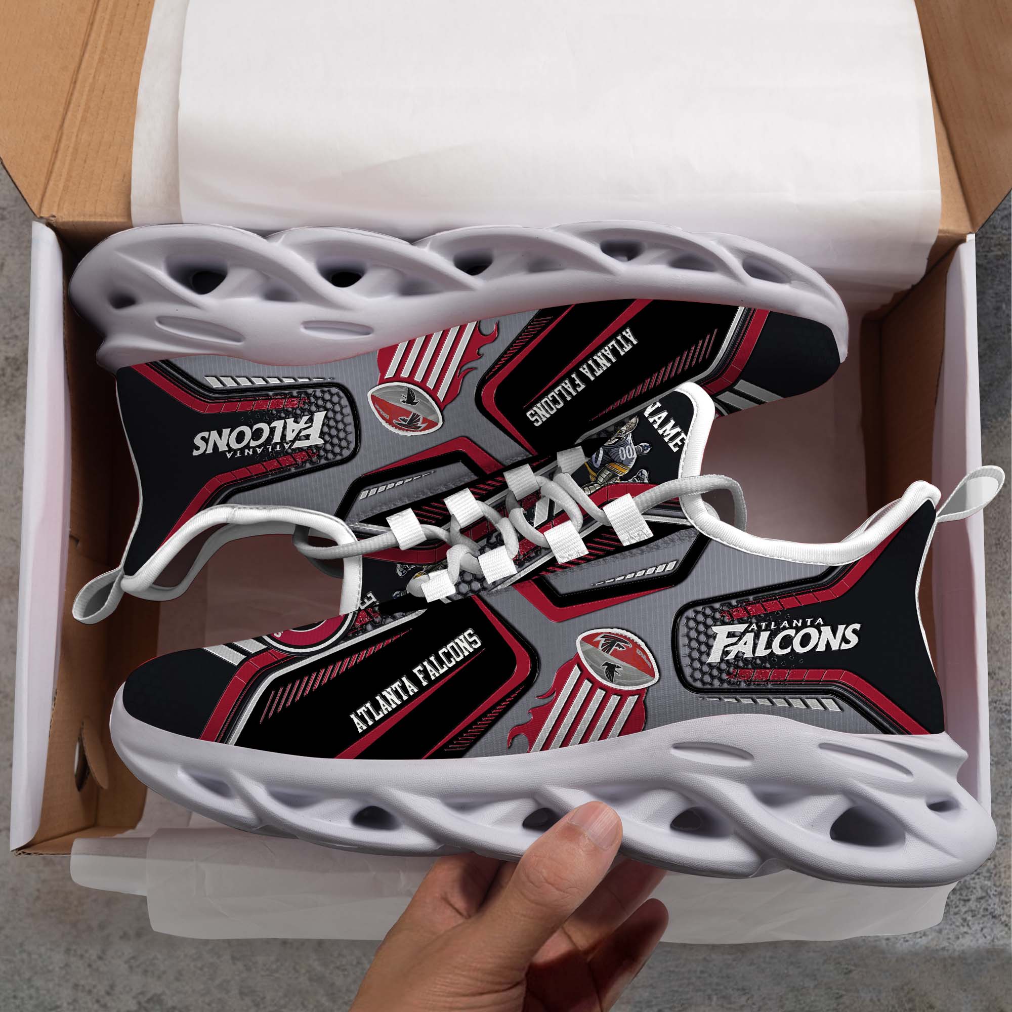 Atlanta Falcons White C Sneakers 2026 Version Personalized Your Name, Sport Sneakers , Sport Gifts PH605