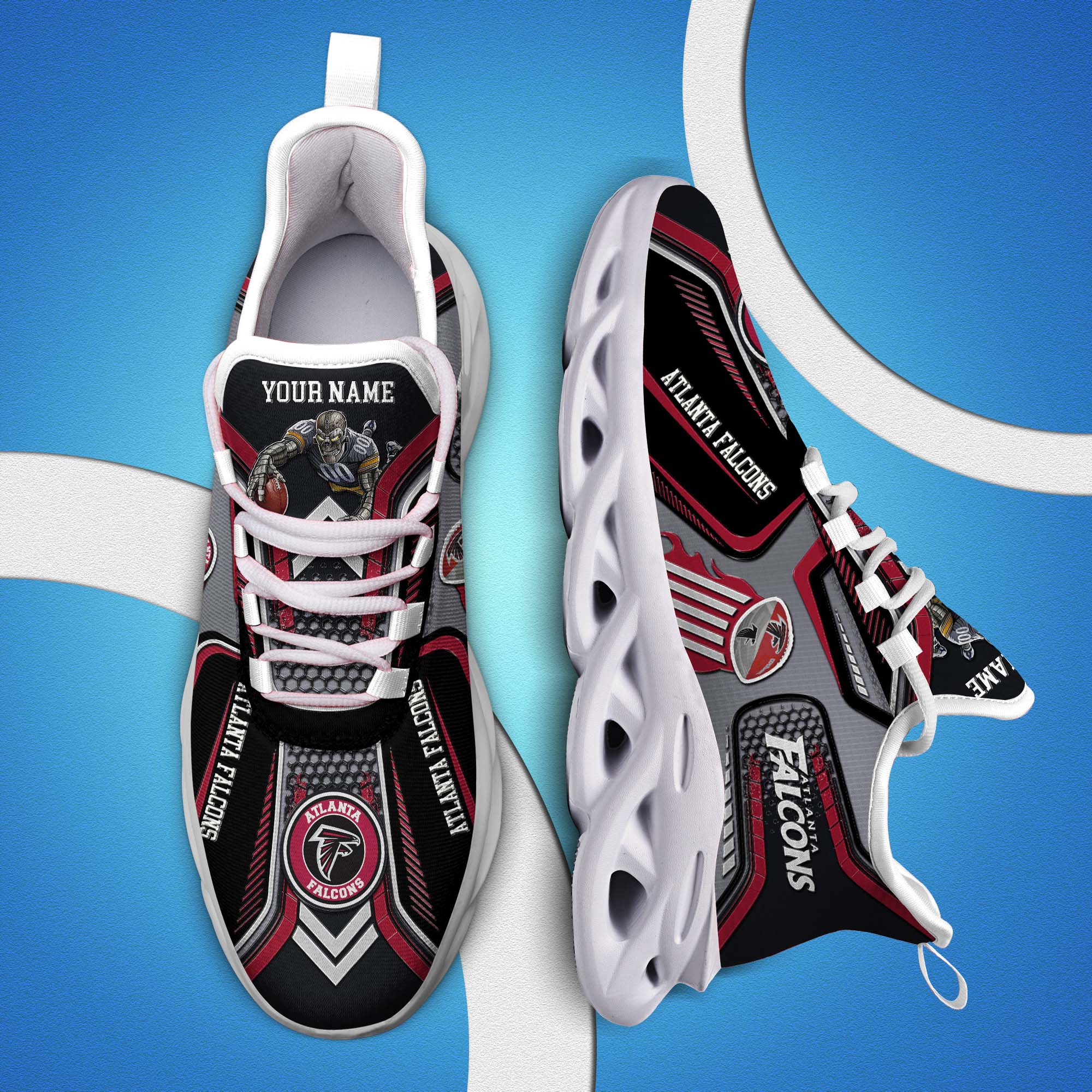 Atlanta Falcons White C Sneakers 2026 Version Personalized Your Name, Sport Sneakers , Sport Gifts PH605