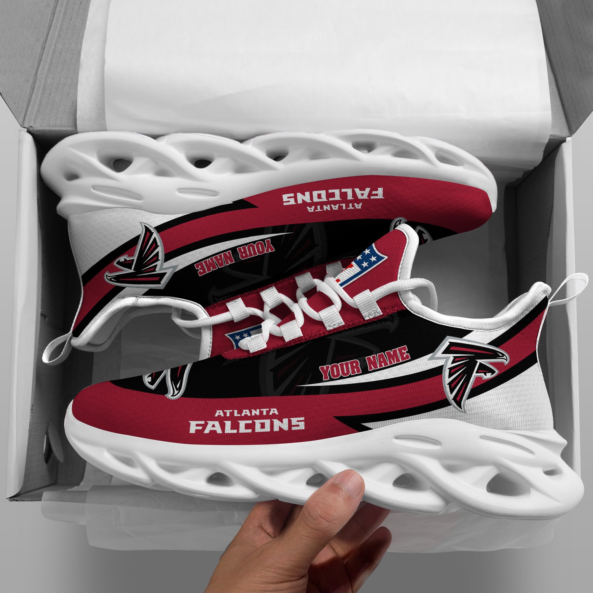 Atlanta Falcons White Max Soul Shoes 2026 Versions Custom Your Name, Sports Gift For Fan, Sport Gifts PH410