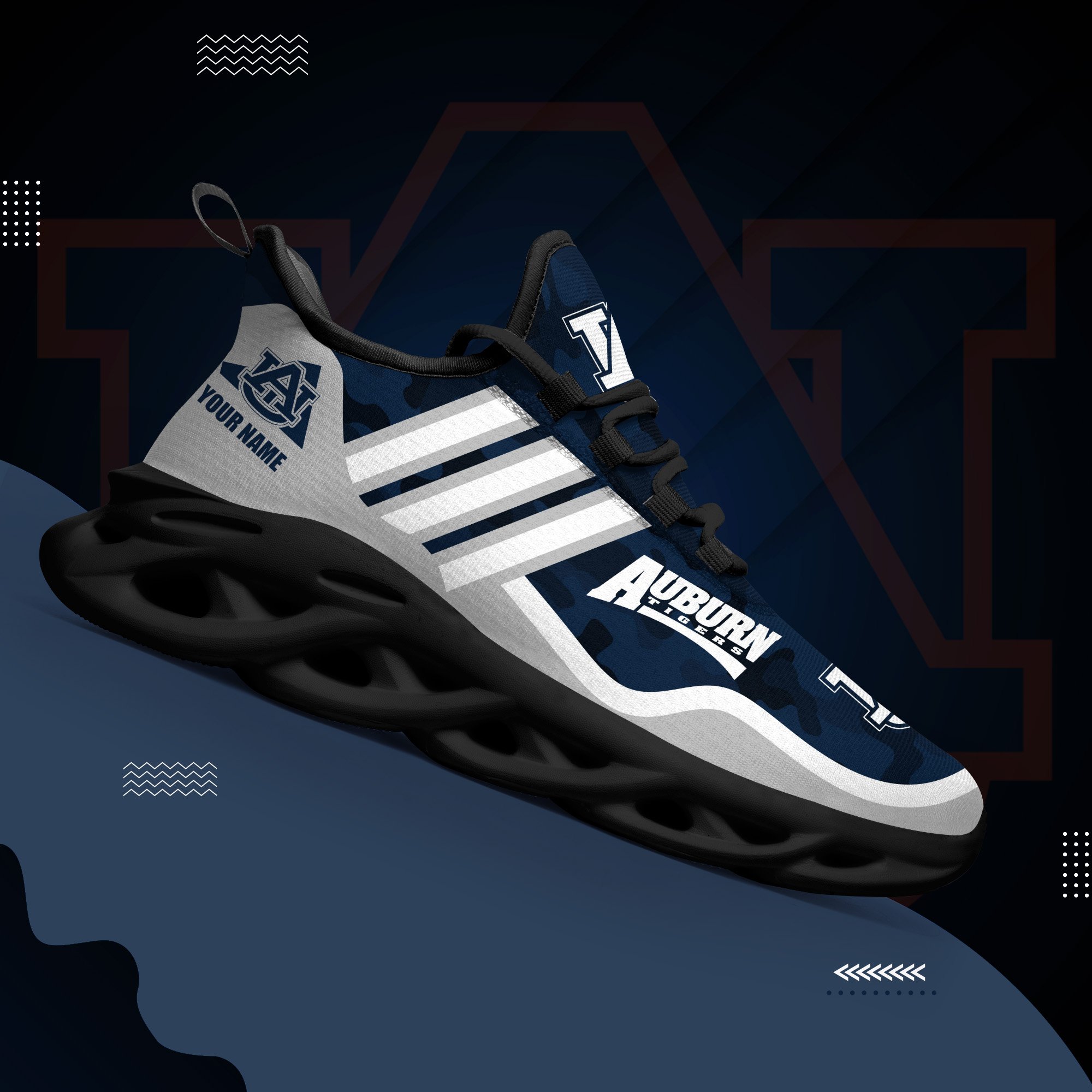 Auburn Tigers Black Max Soul Shoes 2026 Versions Custom Name 466