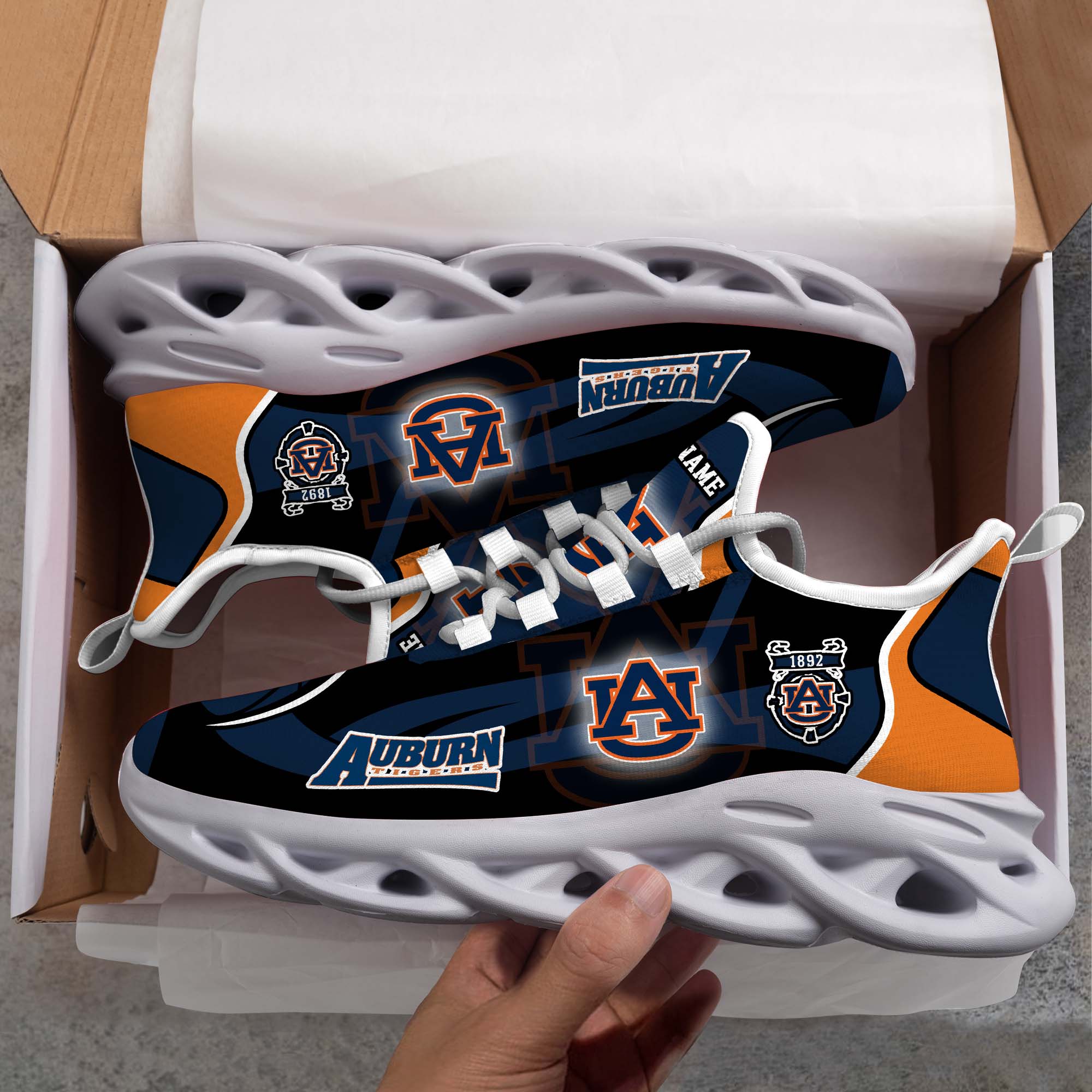 Auburn Tigers White C Sneakers 2026 Version Personalized Your Name 090
