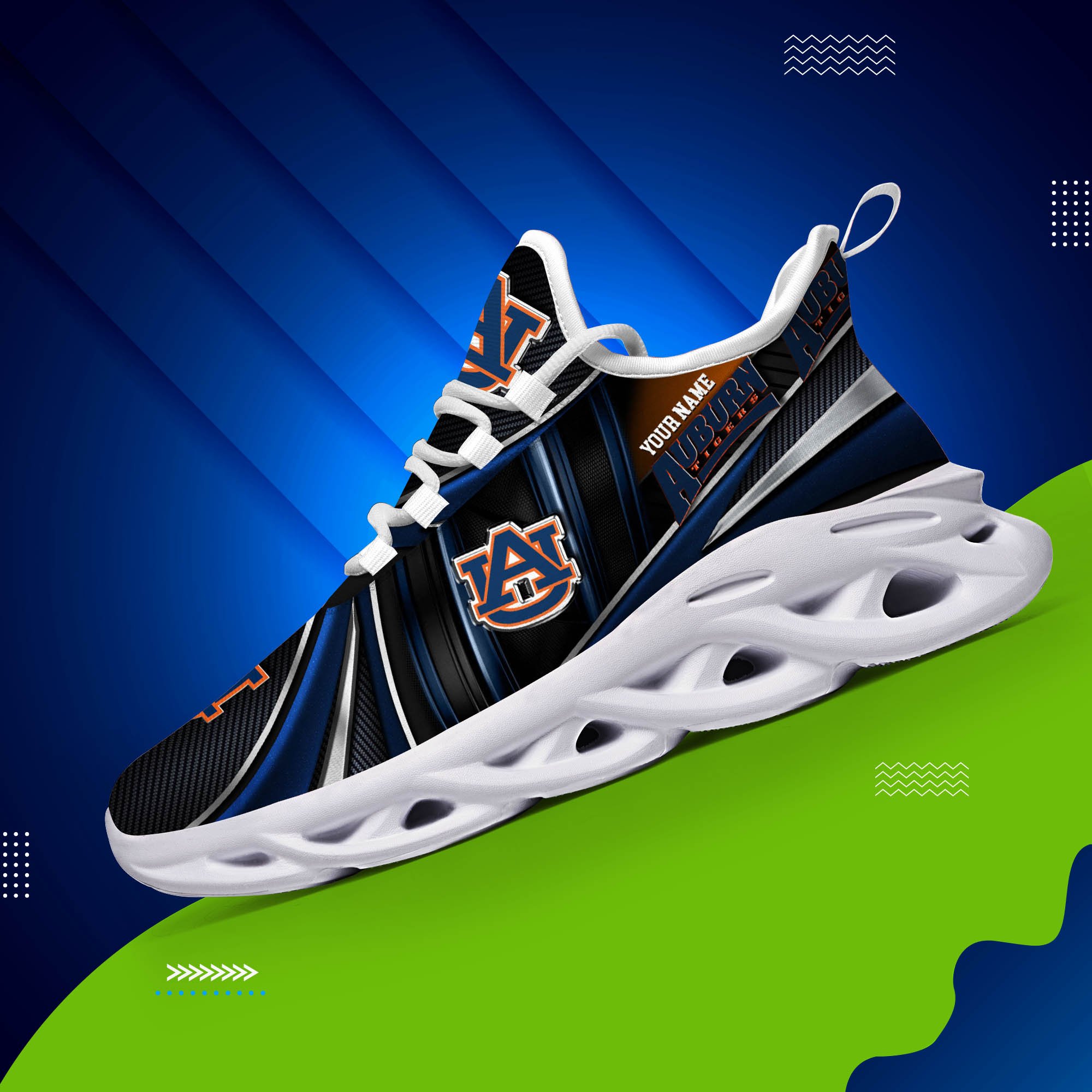 Auburn Tigers White C Sneakers 2026 Version Personalized Your Name, Sport Team Sneakers, Sport Gifts PH892