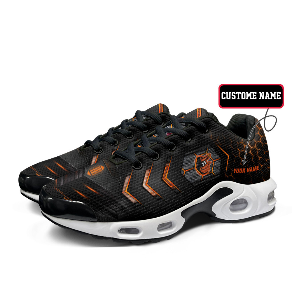 Baltimore Orioles Personalized Name Team Colors Arrow Line Beehive Pattern TN Shoes Air Cushion Sneakers