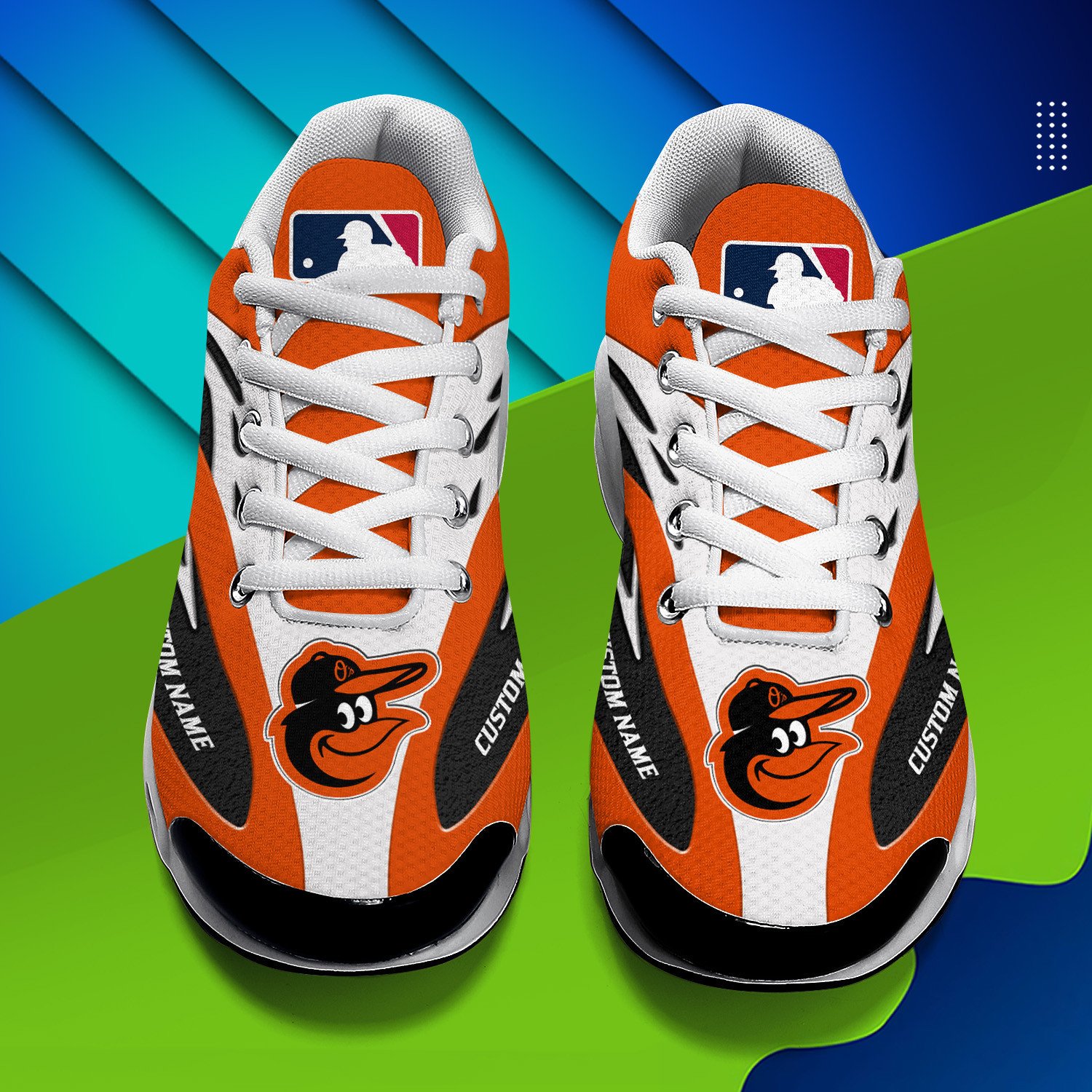 Baltimore Orioles Personalized Name Team Logo Mix Colors Wave Line TN Shoes Air Cushion Sneakers