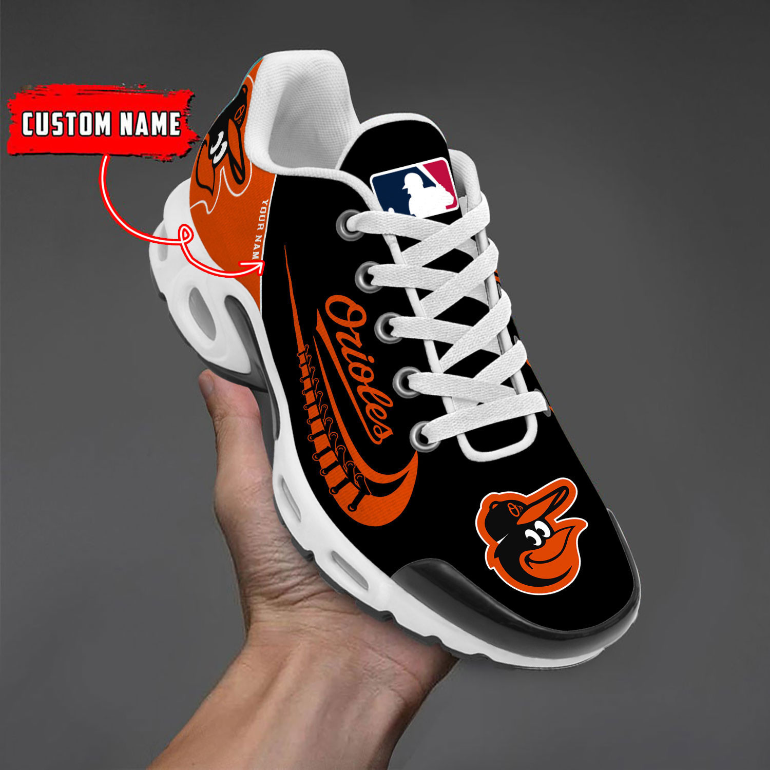 Baltimore Orioles Team Logo Baseball God Wings Air Max Shoes Sneaker