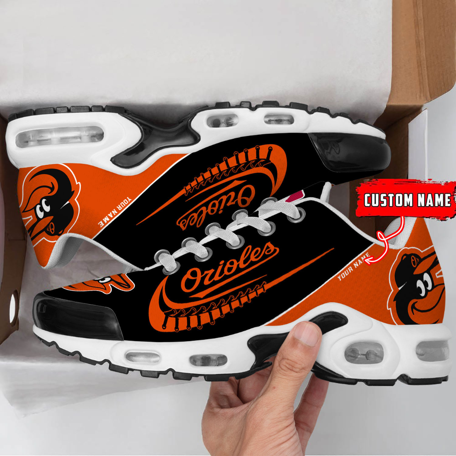 Baltimore Orioles Team Logo Baseball God Wings Air Max Shoes Sneaker