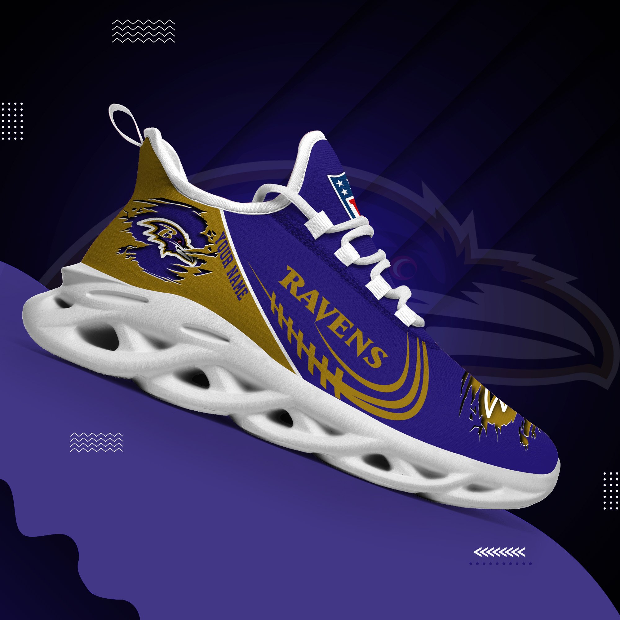 Baltimore Ravens Black Max Soul Shoes 2026 Versions Custom Name 003