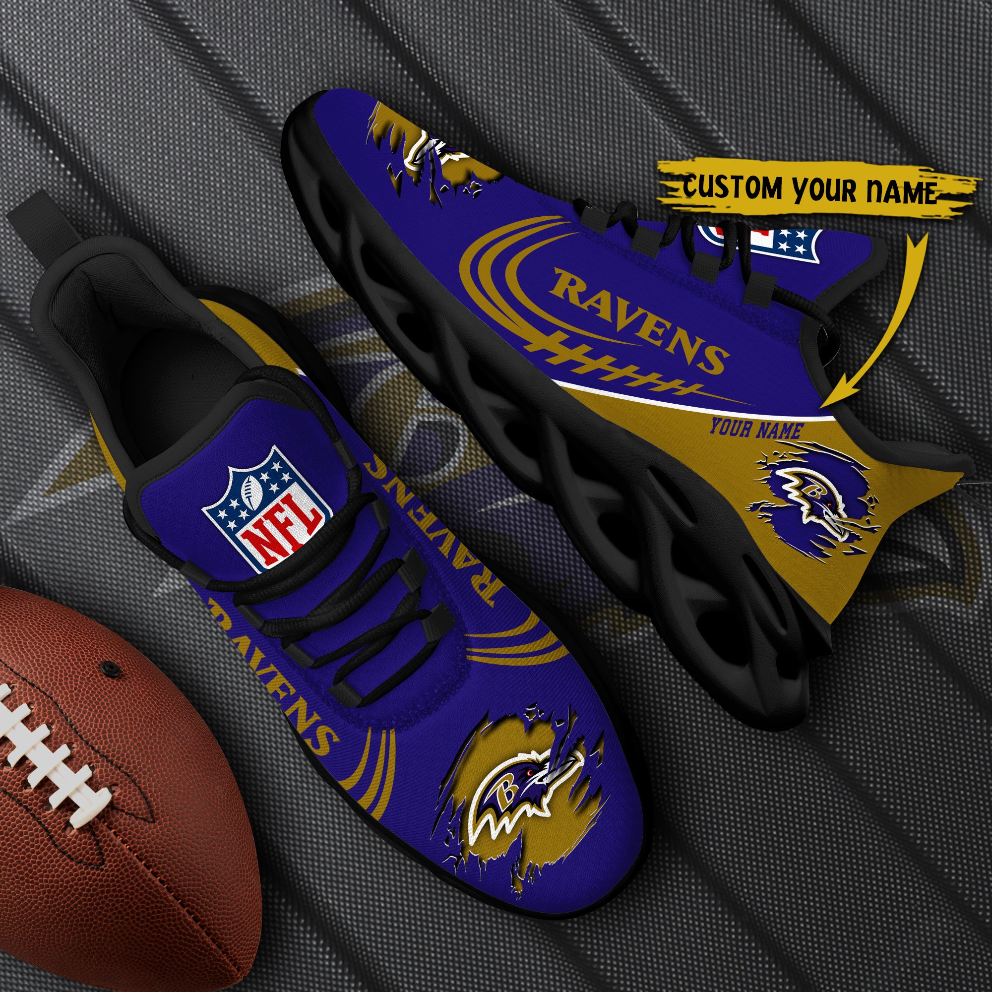 Baltimore Ravens Black Max Soul Shoes 2026 Versions Custom Name 003