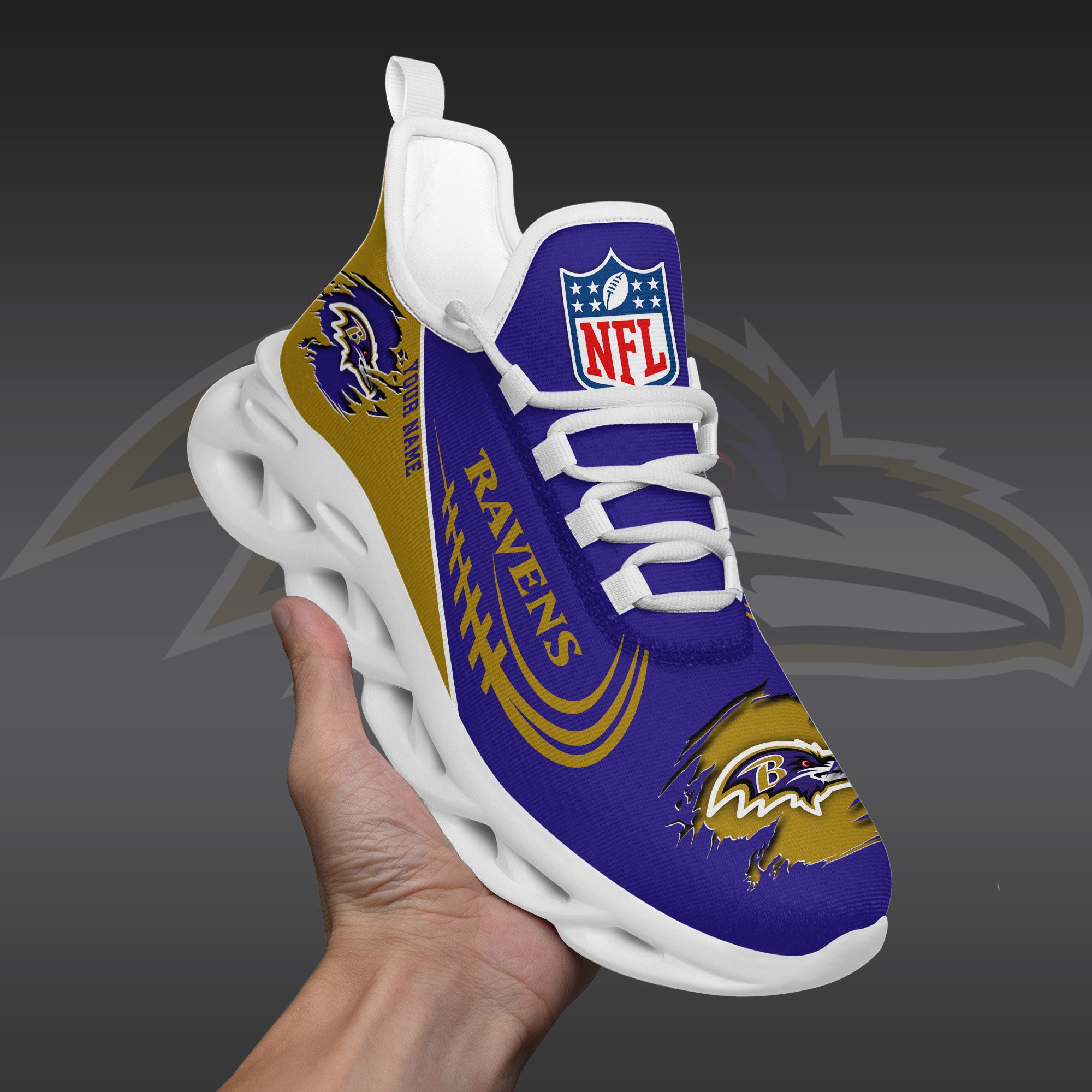 Baltimore Ravens Black Max Soul Shoes 2026 Versions Custom Name 003