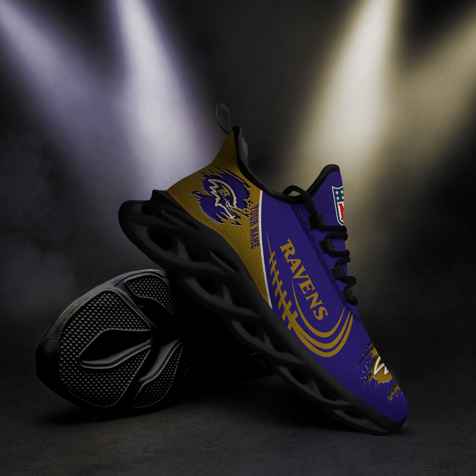 Baltimore Ravens Black Max Soul Shoes 2026 Versions Custom Name 003