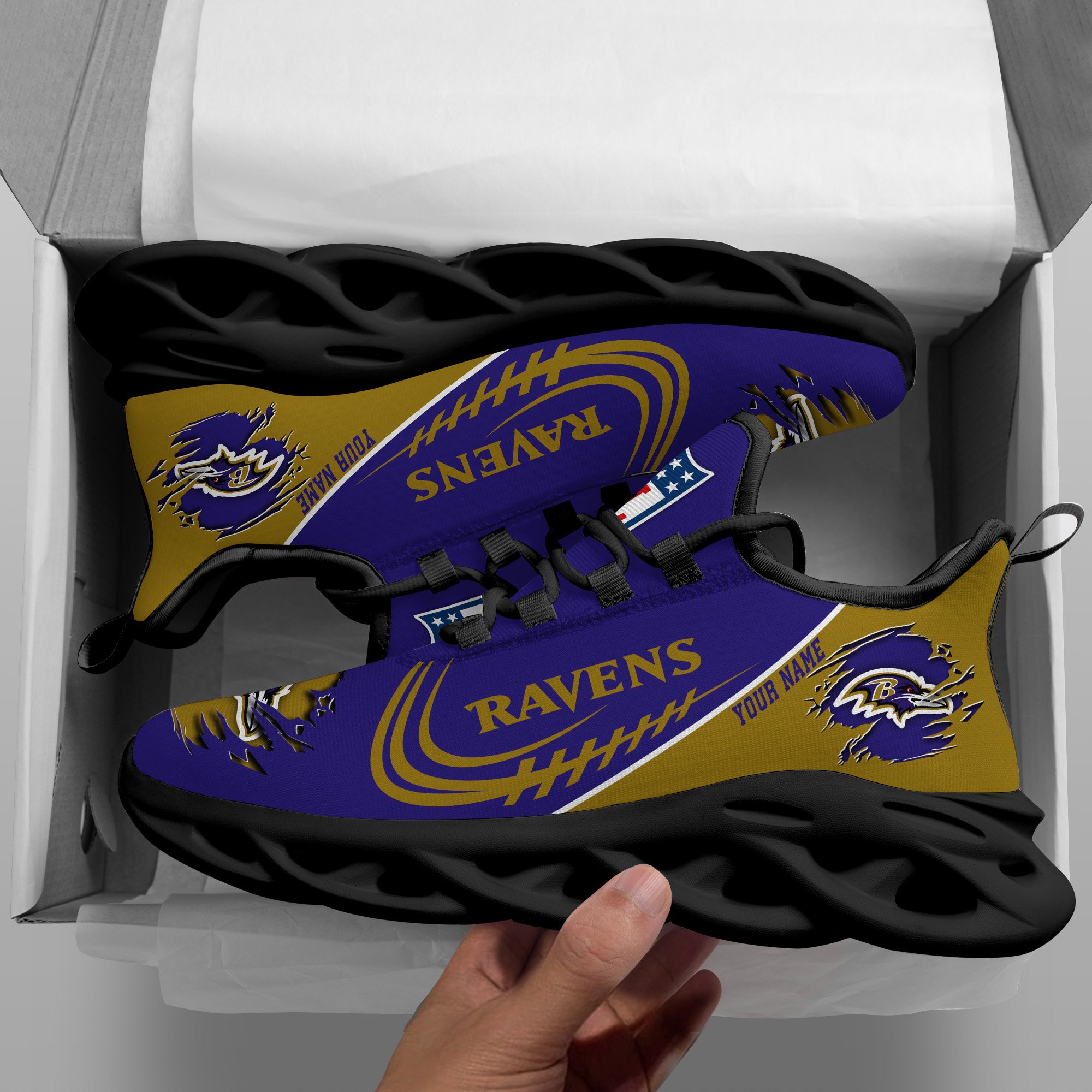 Baltimore Ravens Black Max Soul Shoes 2026 Versions Custom Name 003