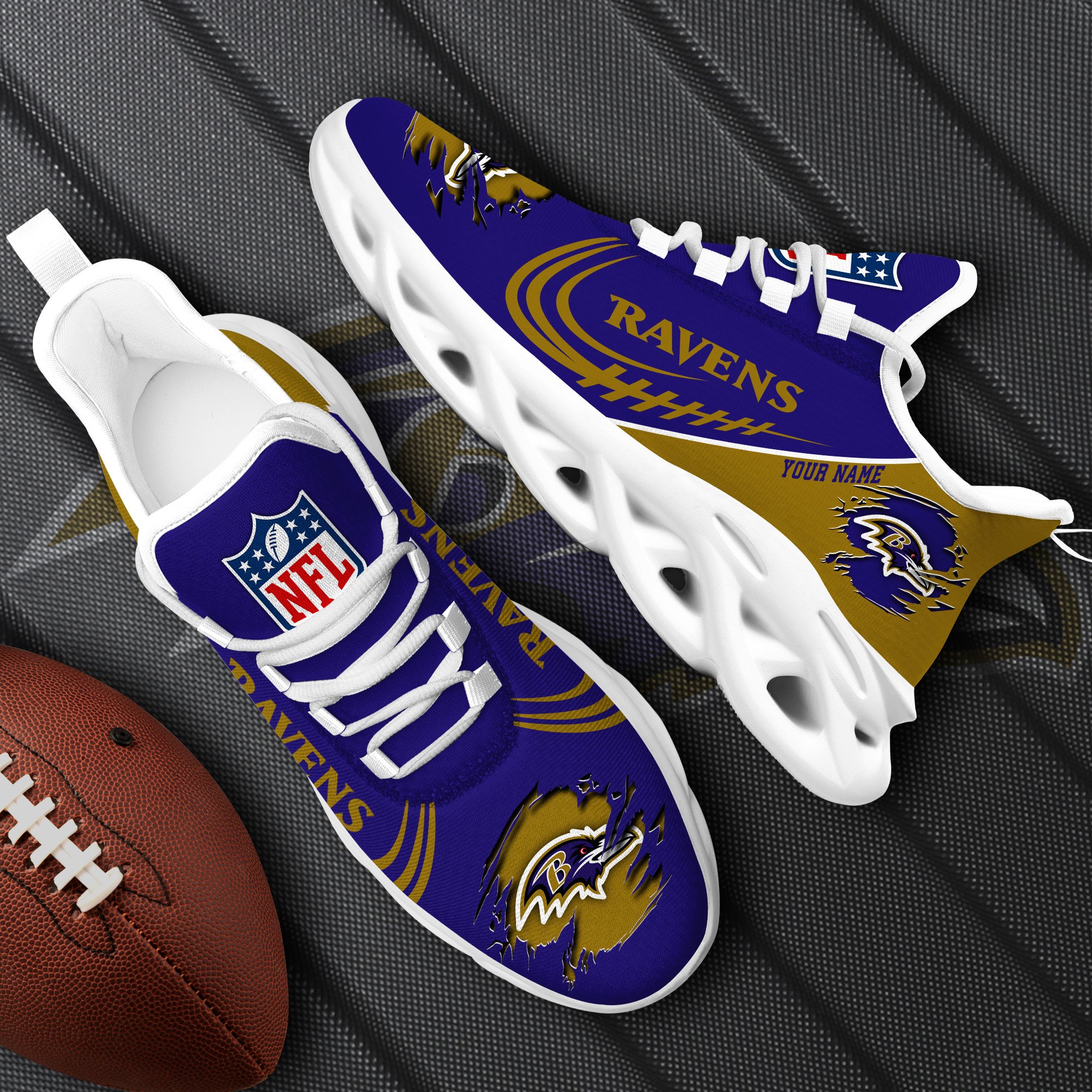 Baltimore Ravens Black Max Soul Shoes 2026 Versions Custom Name 003