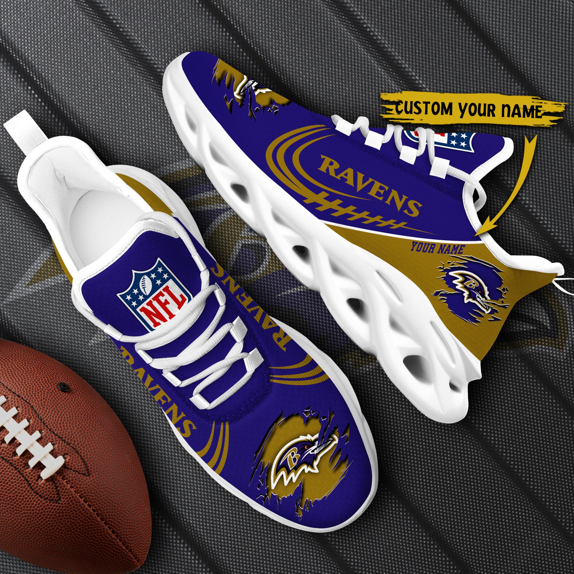 Baltimore Ravens Black Max Soul Shoes 2026 Versions Custom Name 003