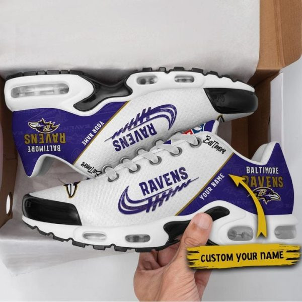 Baltimore Ravens Personalized Name Team Mix Colors Wing Logo TN Air Max Shoes Air Cushion Sneakers
