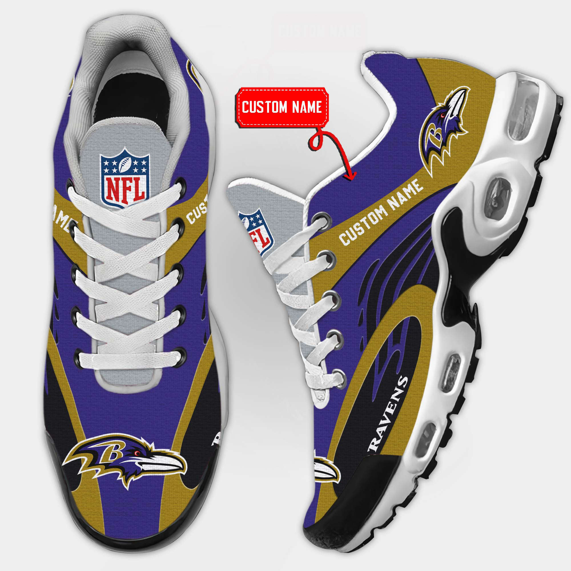 Baltimore Ravens Premium Air Max Plus Sport Sneakers For Fan Gifts